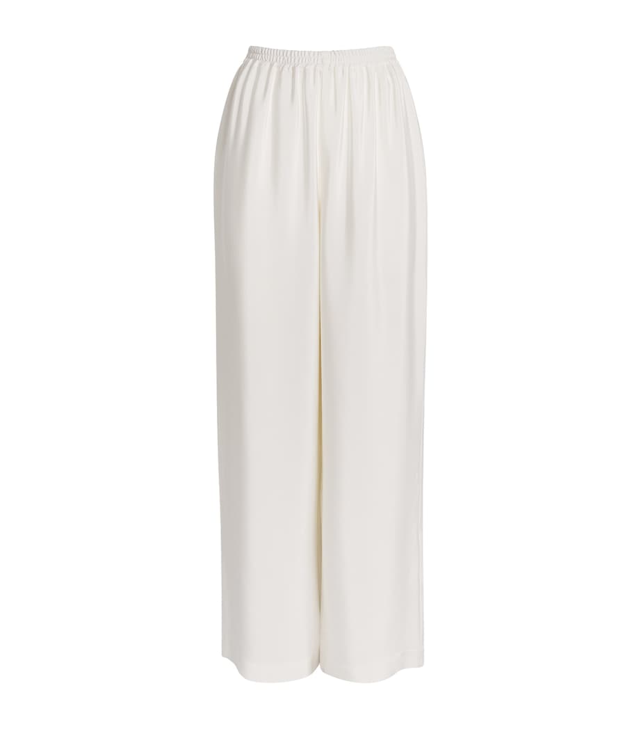 Eskandar Womens Silk Wide-Leg Trousers White Image 1