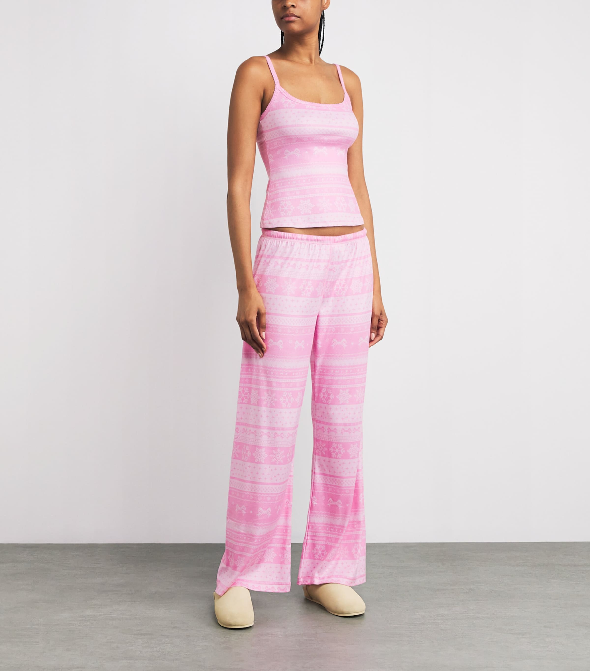 Pointelle Plush Pyjama Trousers BUBBLGM BOW FAIRISLE Image 2