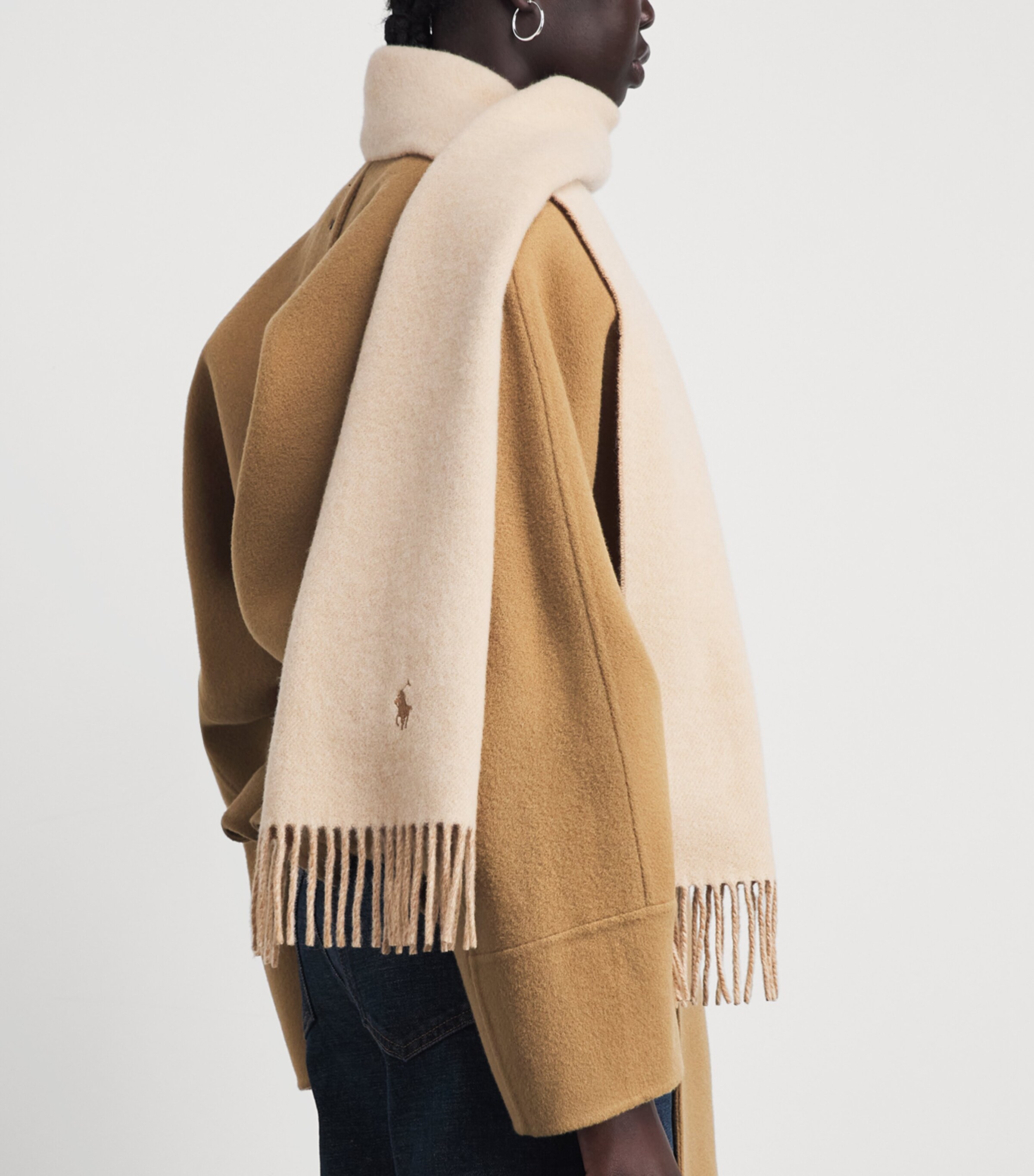 Polo Ralph Lauren Wool Polo Pony Scarf Camel Tonal Image 2