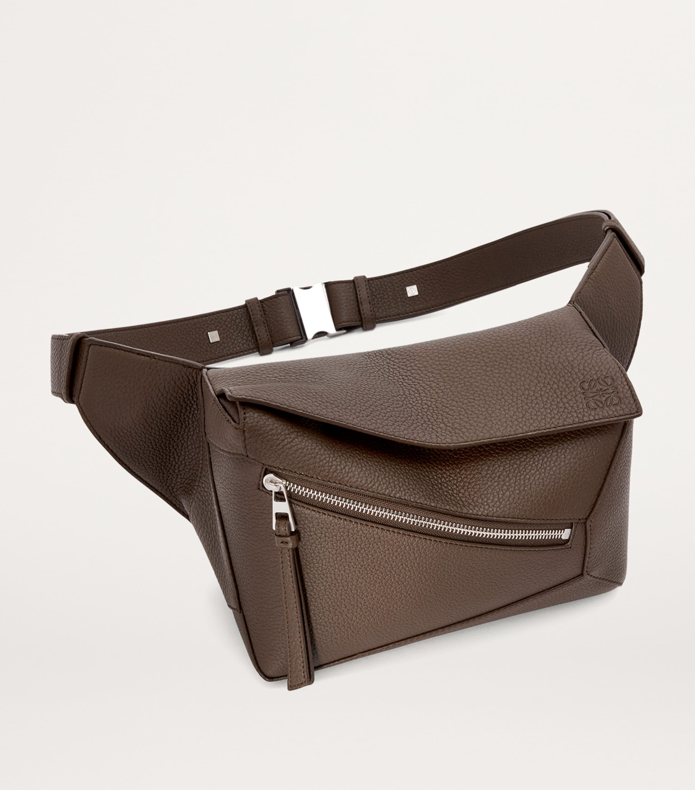 Small Leather Puzzle Edge Belt Bag DARK CIGAR Image 3