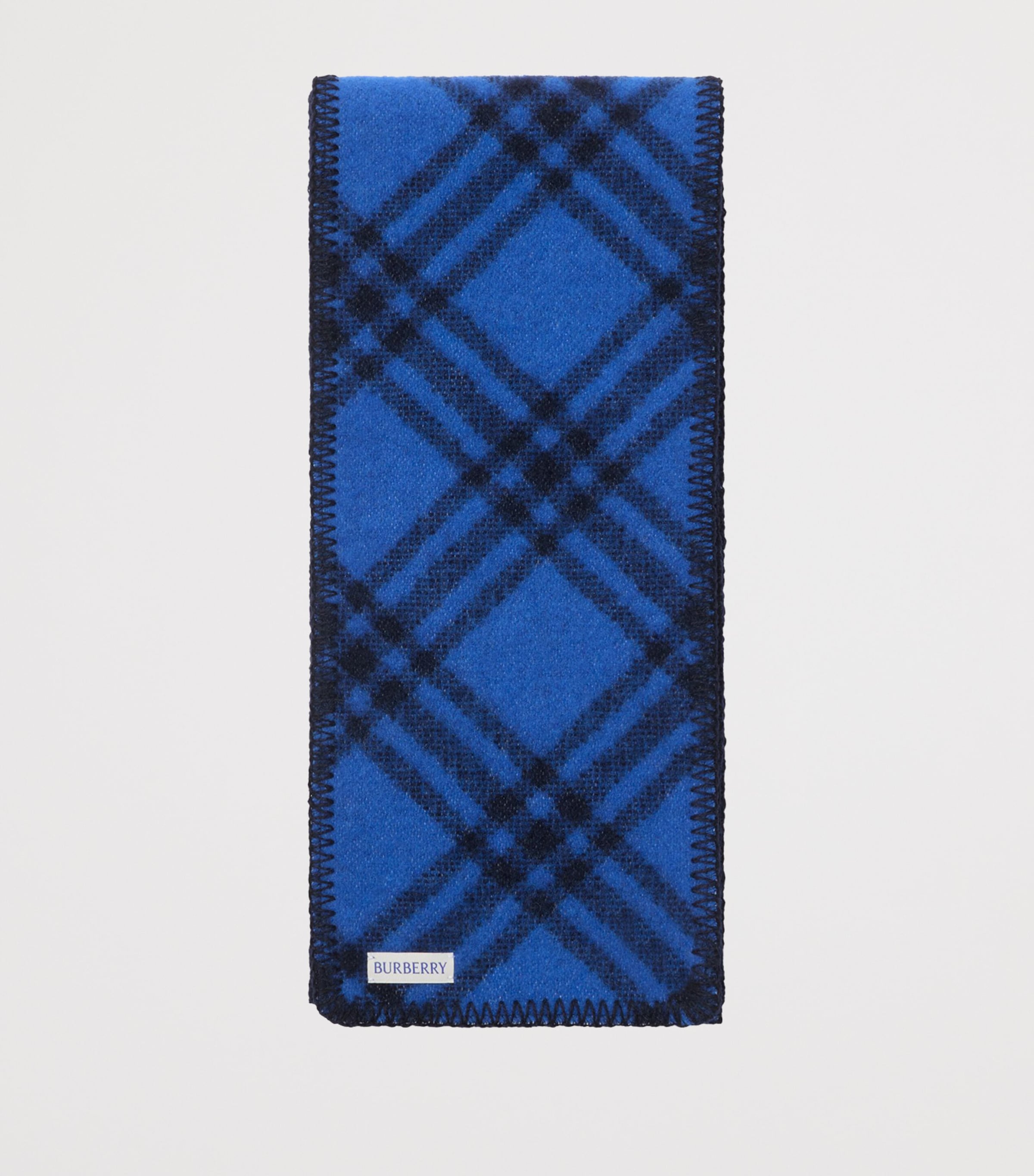 Narrow Wool Check Scarf INK BLUE Image 2