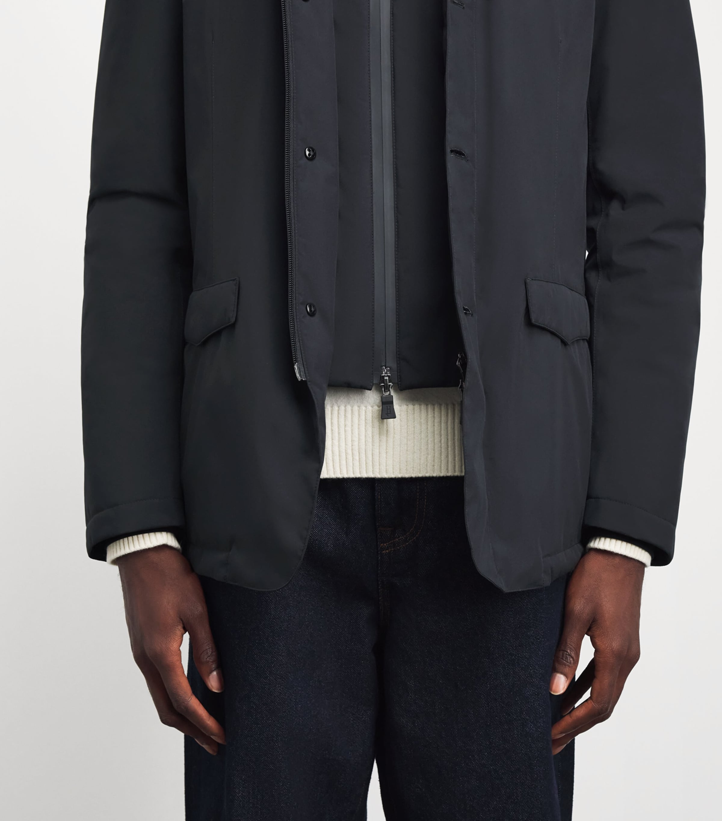 Herno Mens Down Hybrid Jacket Nero Image 3