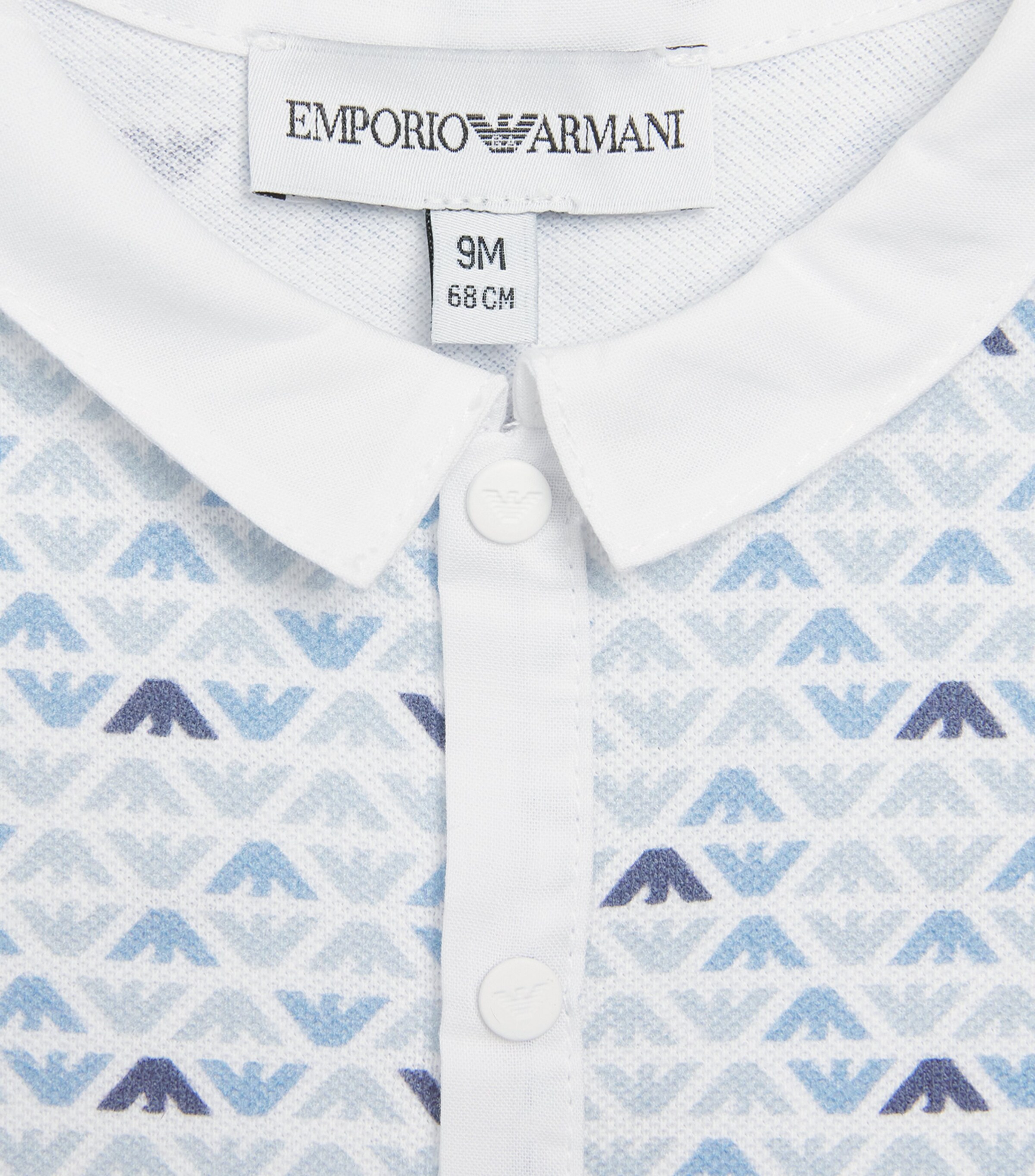 Emporio Armani Kids Cotton Logo Top and Shorts Set (1-12 Months) Eagle L.blue Image 4