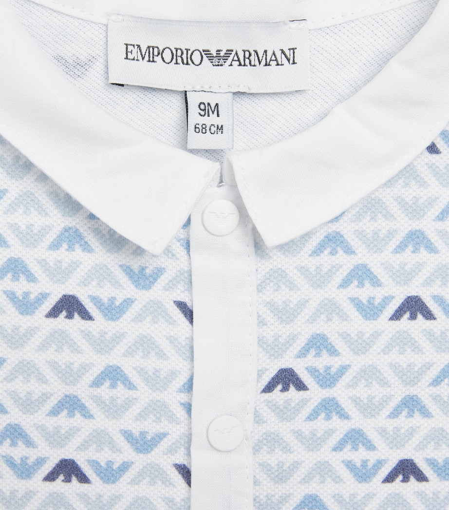Emporio Armani Kids Cotton Logo Top and Shorts Set (1-12 Months) Eagle L.blue Image 4