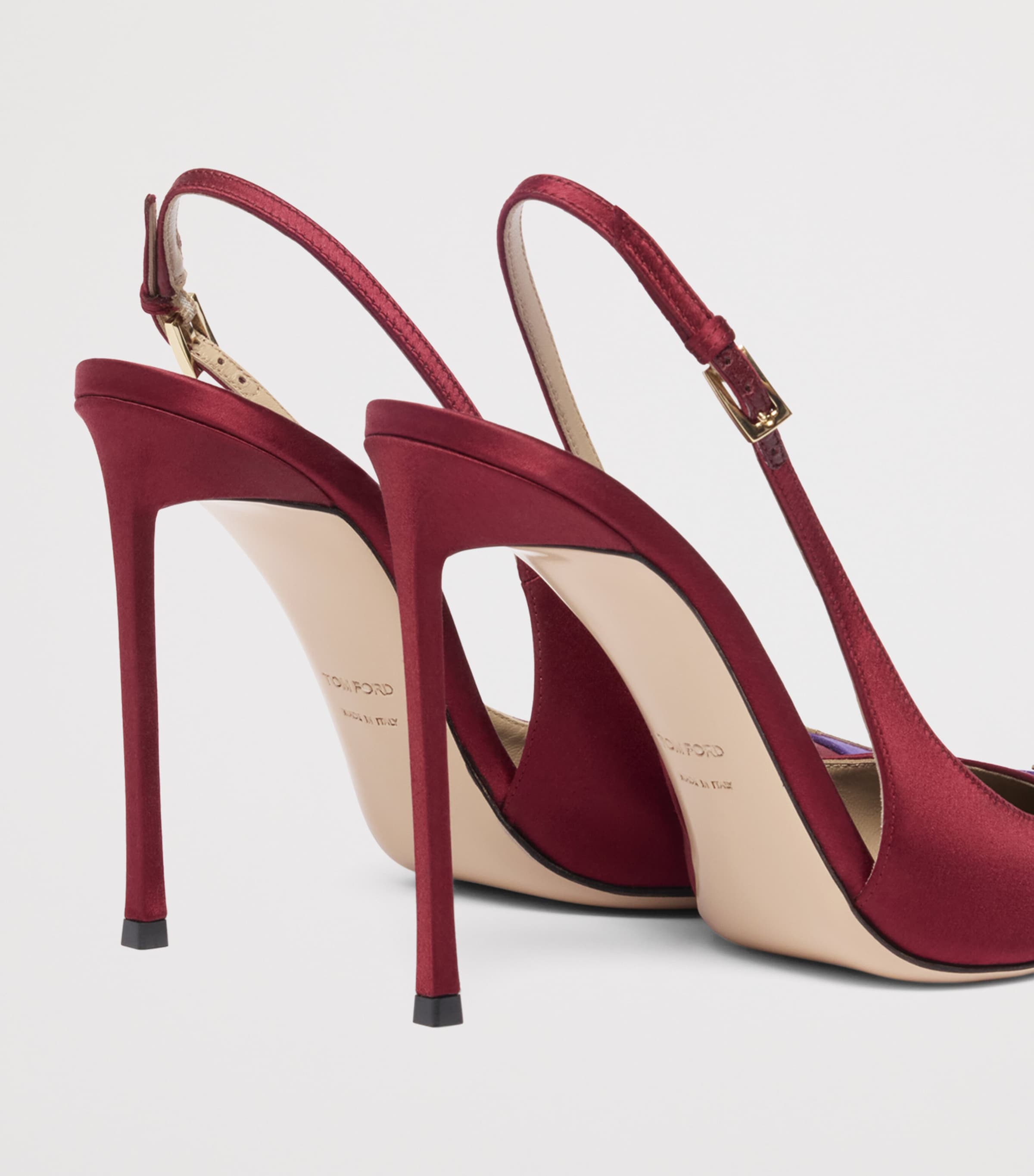TOM FORD Womens Satin T Slingback Pumps Vrb Image 4