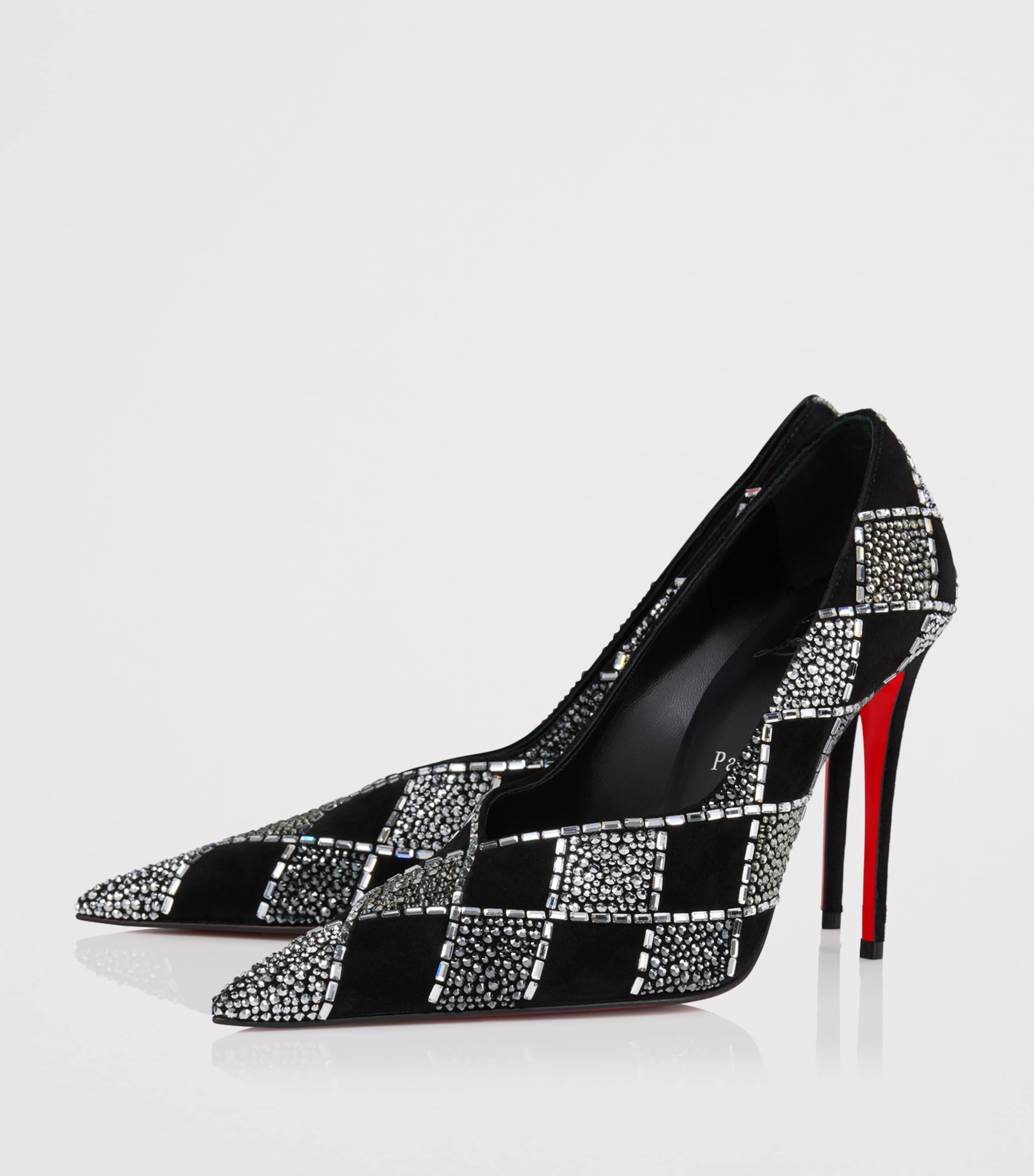 Christian Louboutin Doria Suede Crystal-Check Pumps 100 Image 3