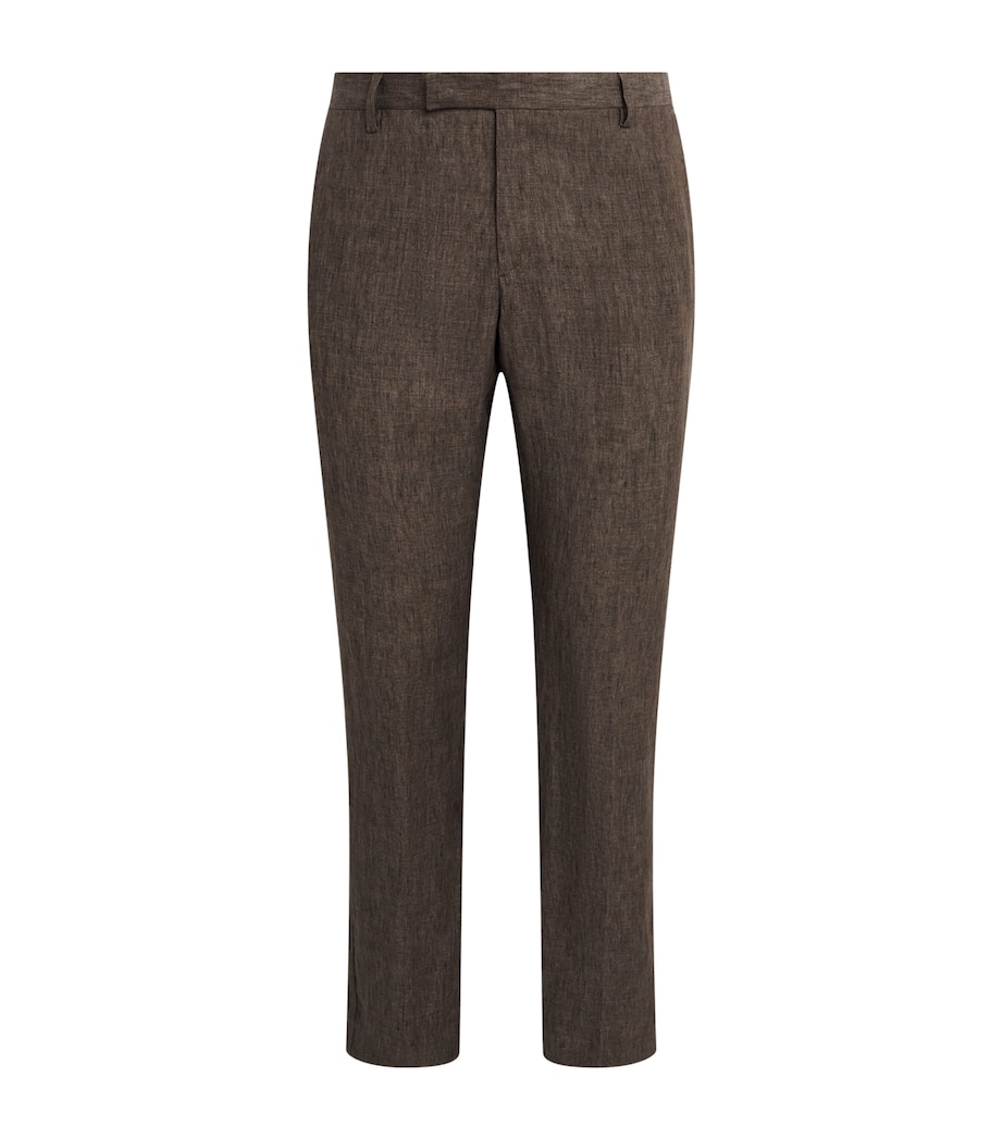 Sunspel Mens Linen Slim Trousers Brgw Dark Walnu Image 1