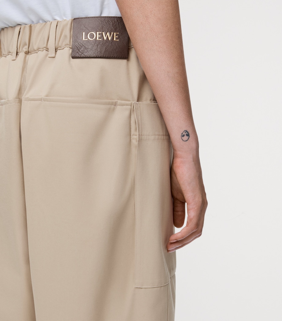 LOEWE Womens Cotton-Silk Cropped Trousers Beige Image 5