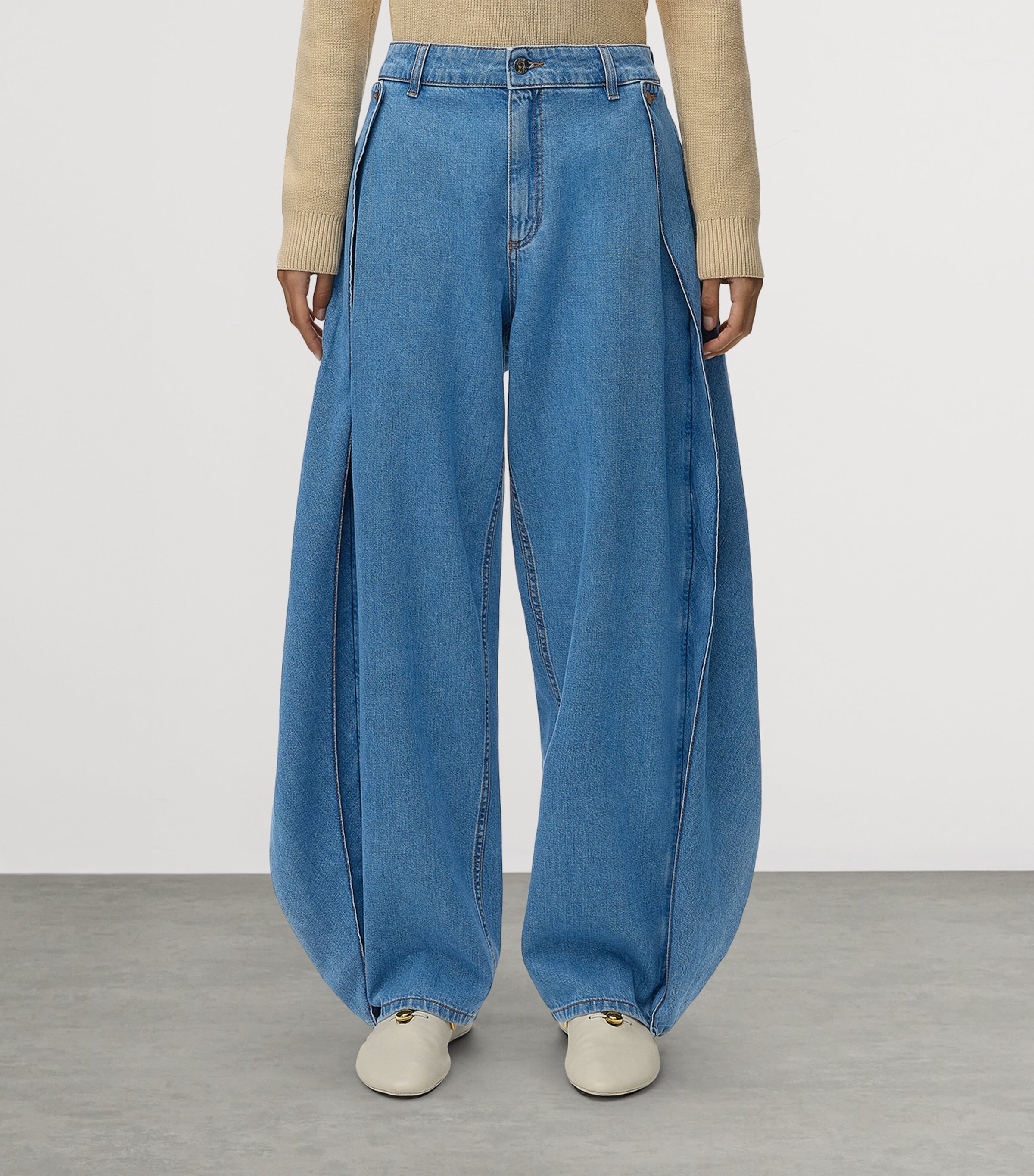 LOEWE Womens Wrap Wide-Leg Jeans Light Blue Image 3