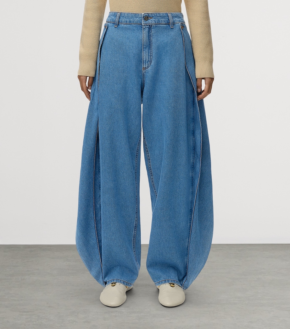 LOEWE Womens Wrap Wide-Leg Jeans Light Blue Image 3