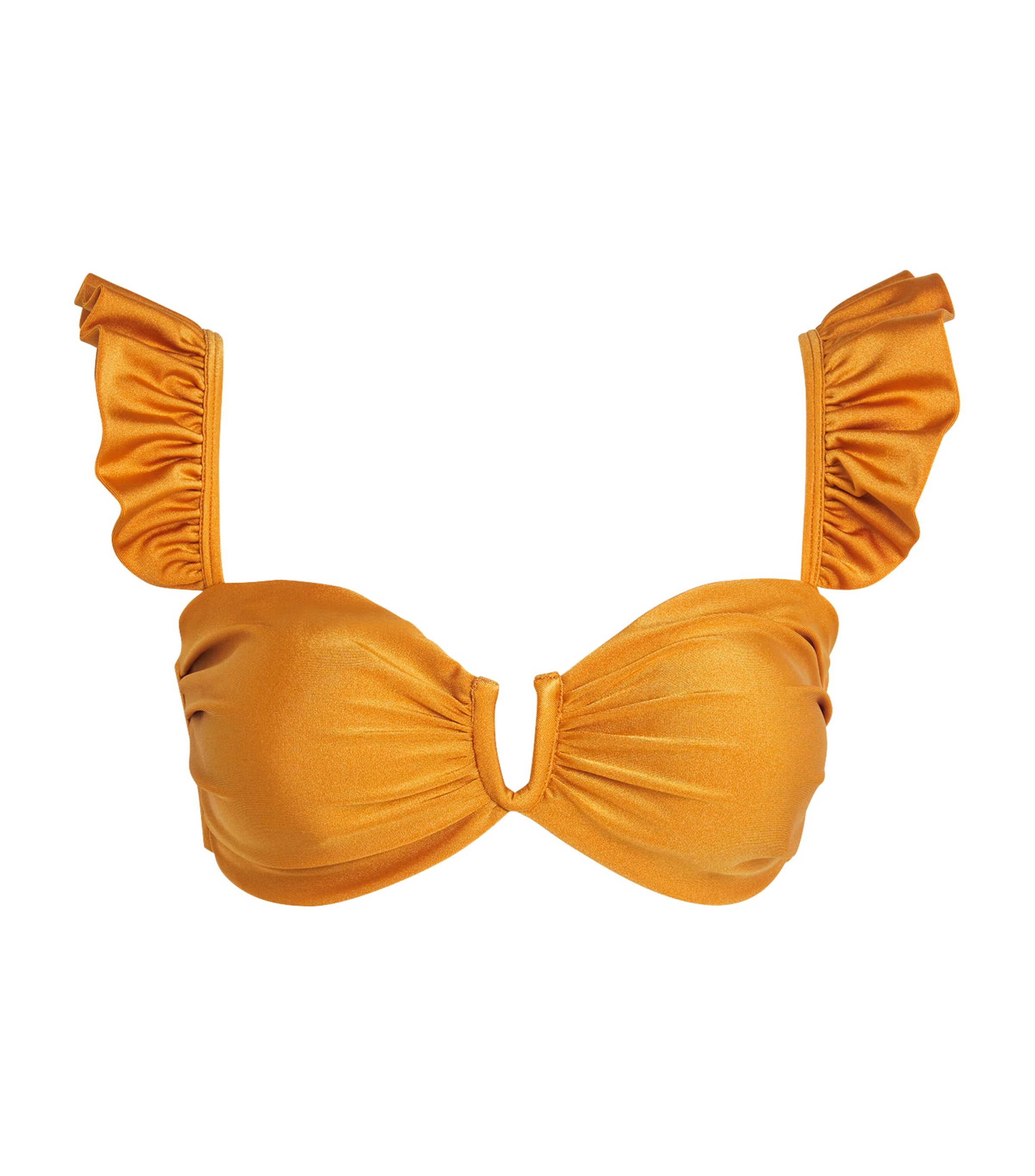 Patbo Lagoa Lycra Flutter Bikini Top In Gold
