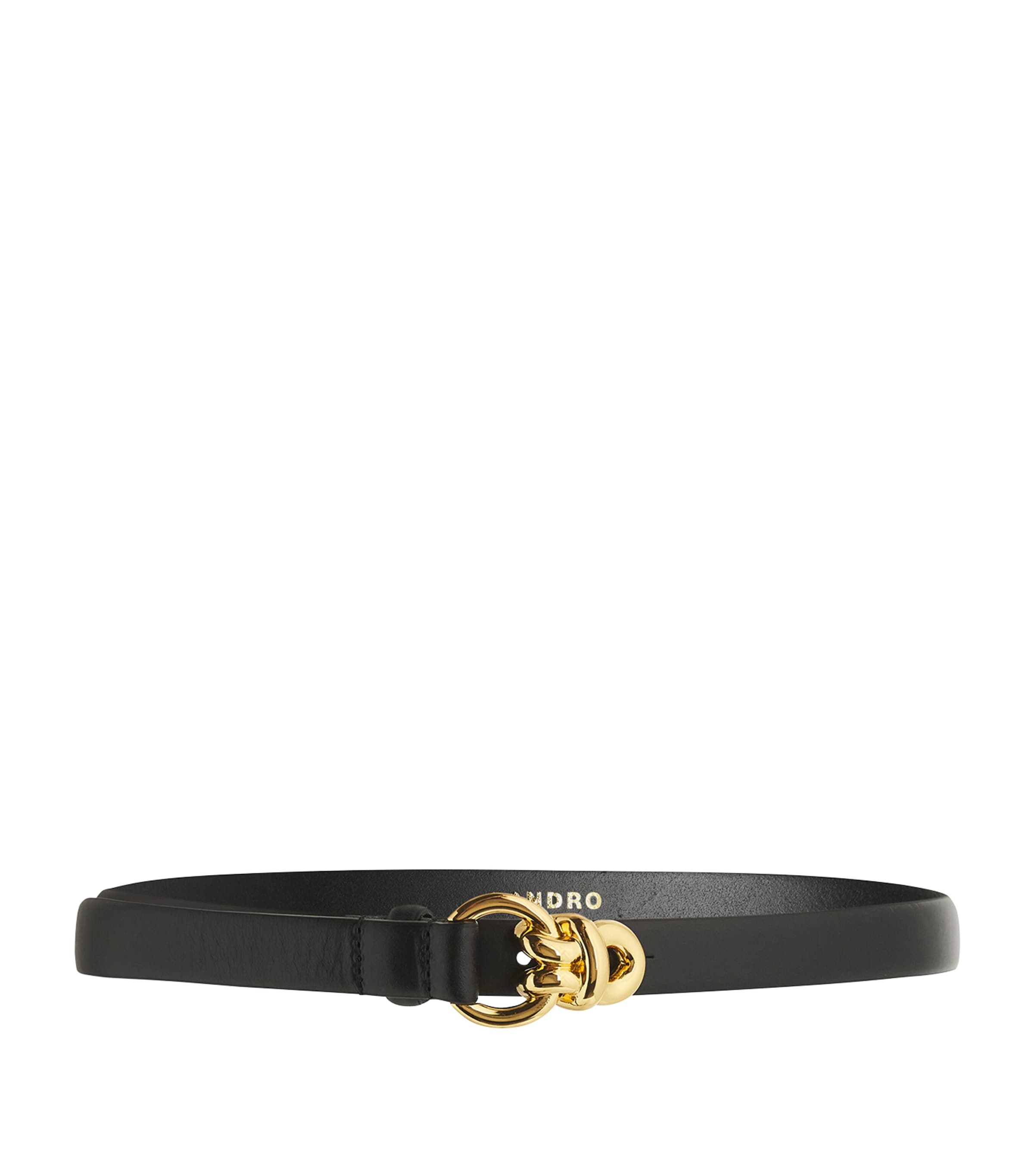 Sandro Leather Chain Buckle Belt In Black