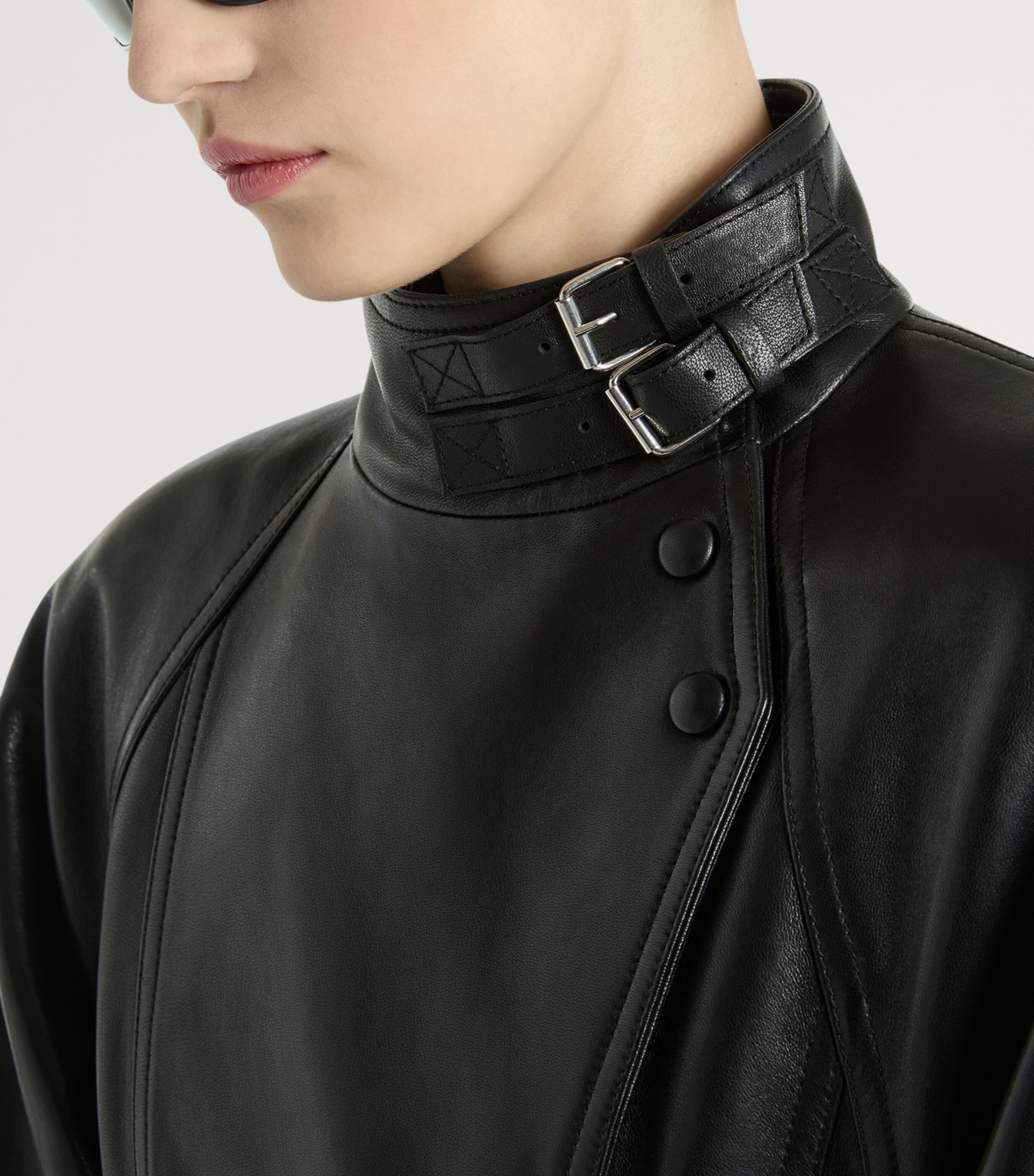 Balmain Womens Lambskin Leather Jacket Noir Image 6
