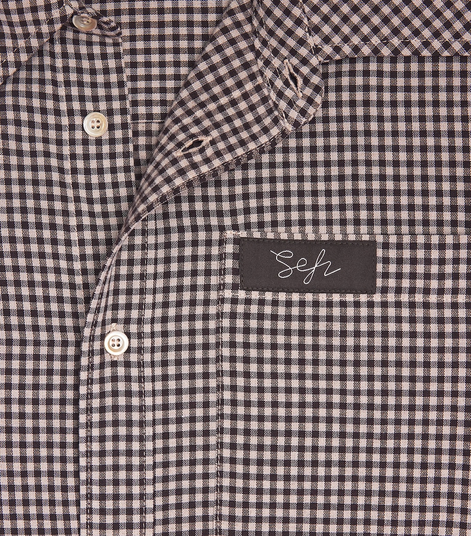 Séfr Mens Check Shirt White Dark Brown Chk Image 6