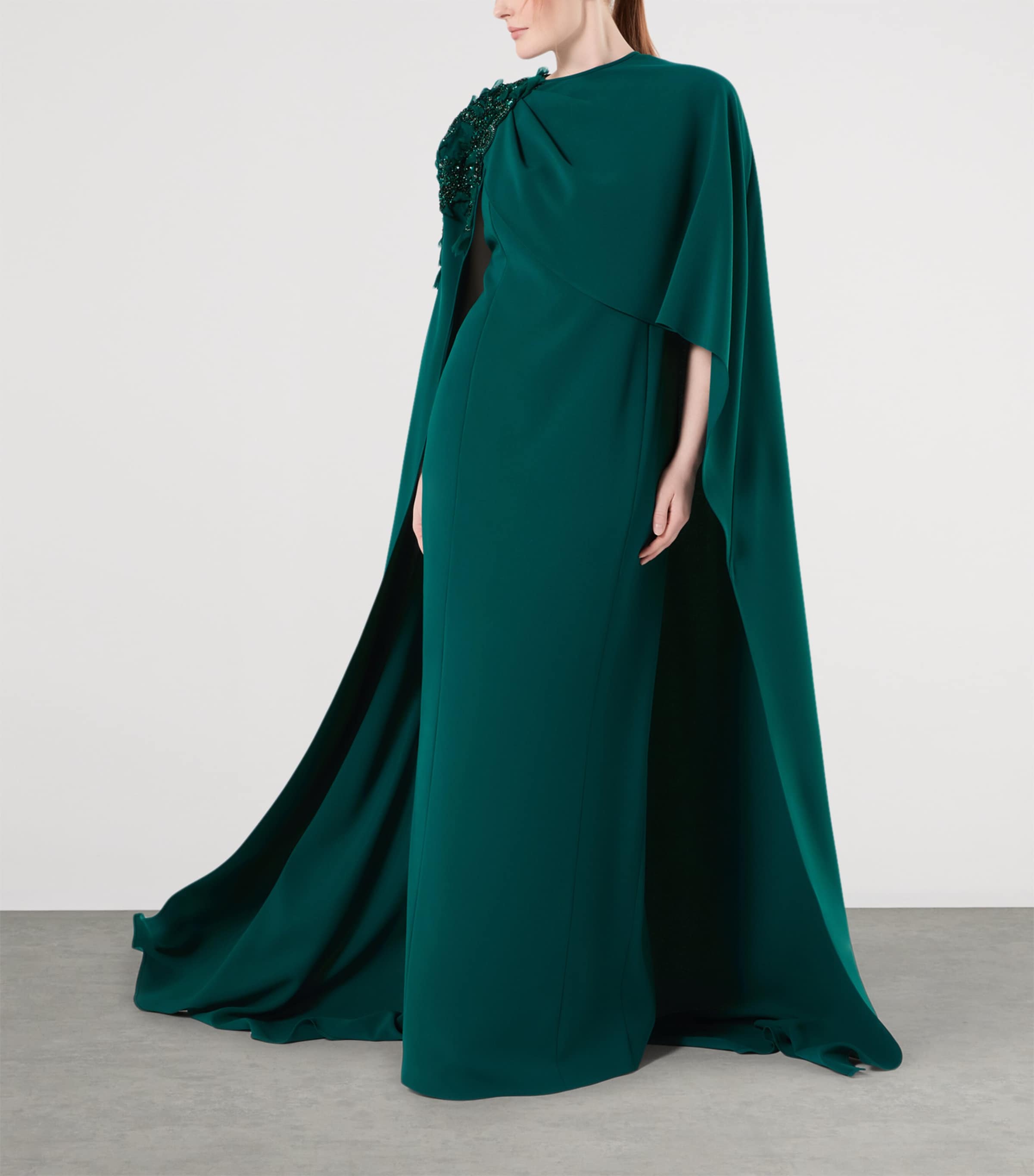 Marina Rinaldi Womens x Tony Ward Embellished Gown with Cape Oil Image 2