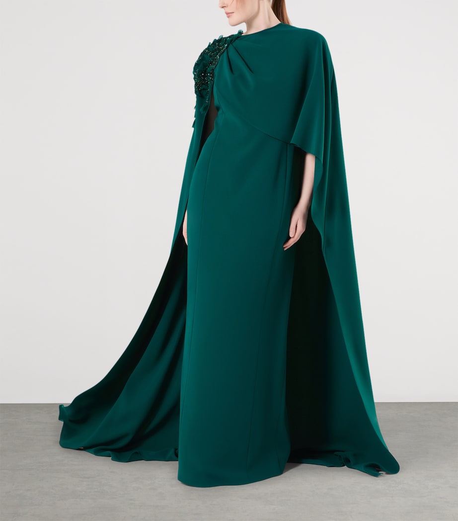 Marina Rinaldi Womens x Tony Ward Embellished Gown with Cape Oil Image 2