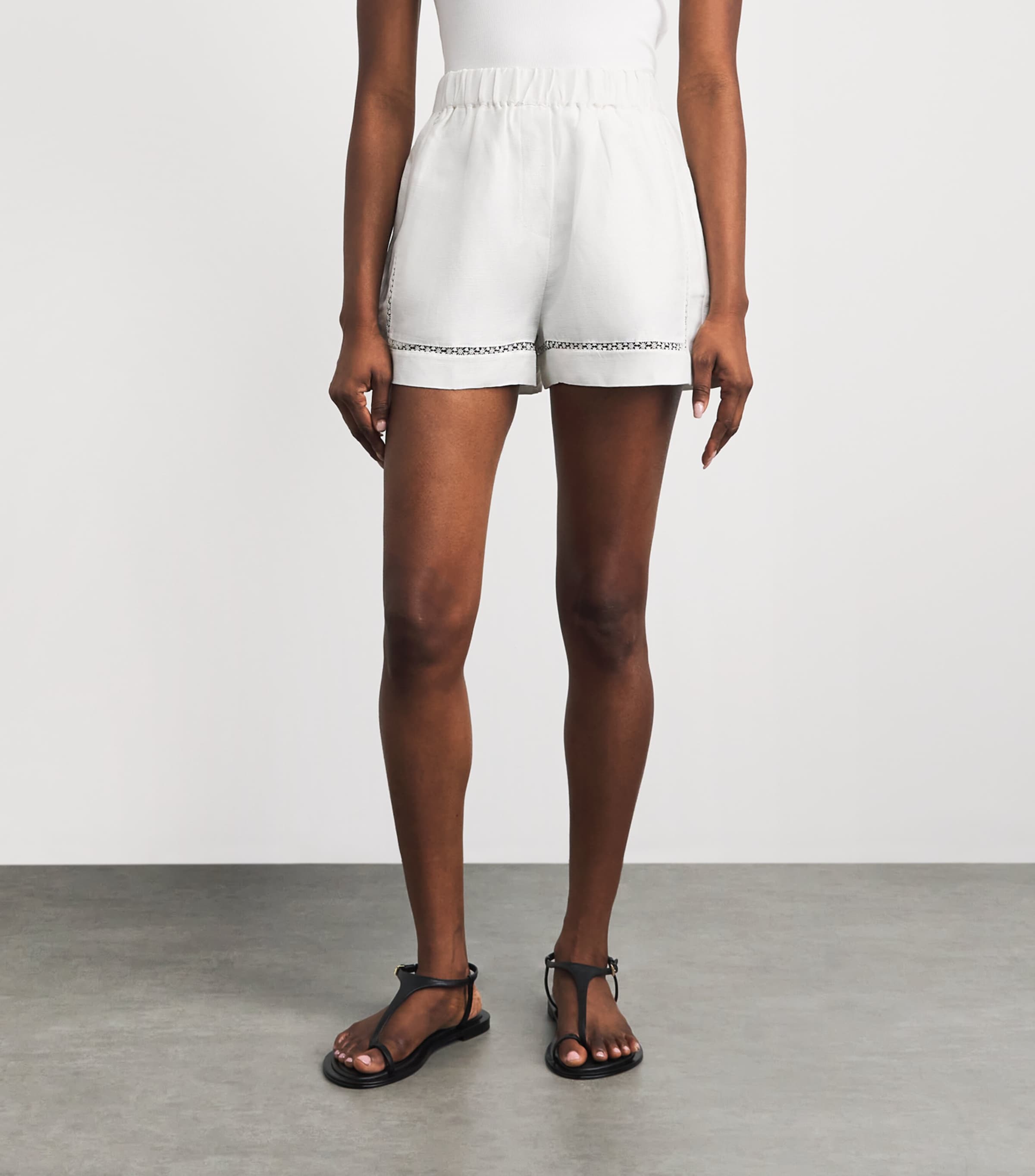 Maje Womens Embroidered Shorts White Image 4