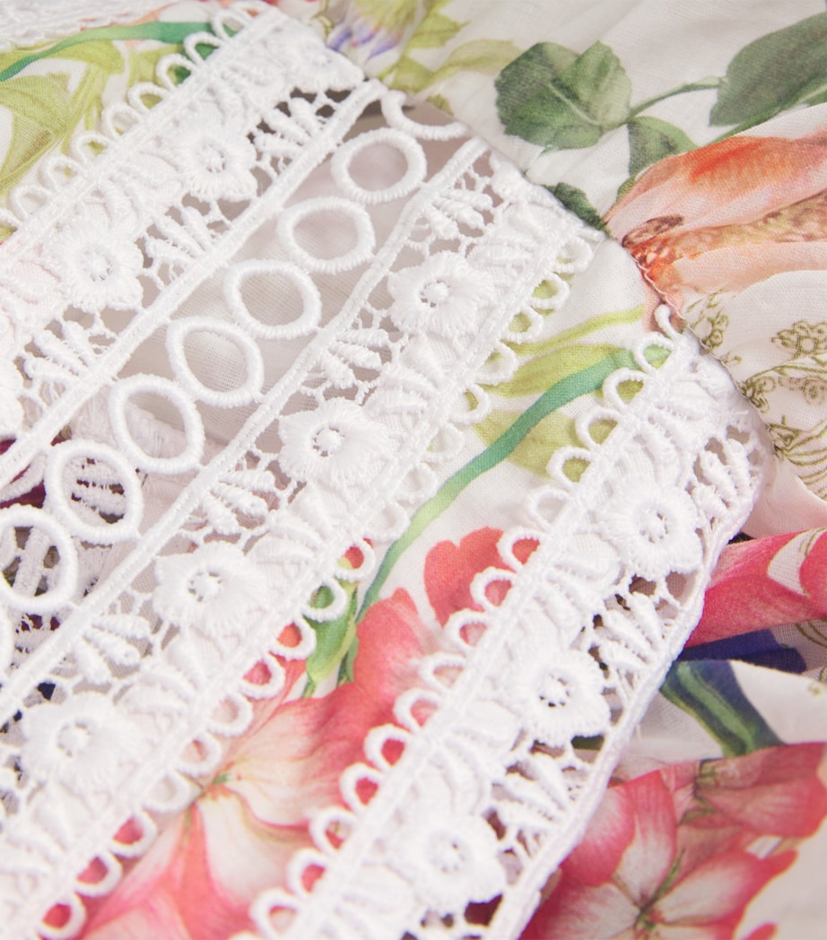 Lace-Trim Gardenia Mini Dress WHITE BOTANICAL Image 5