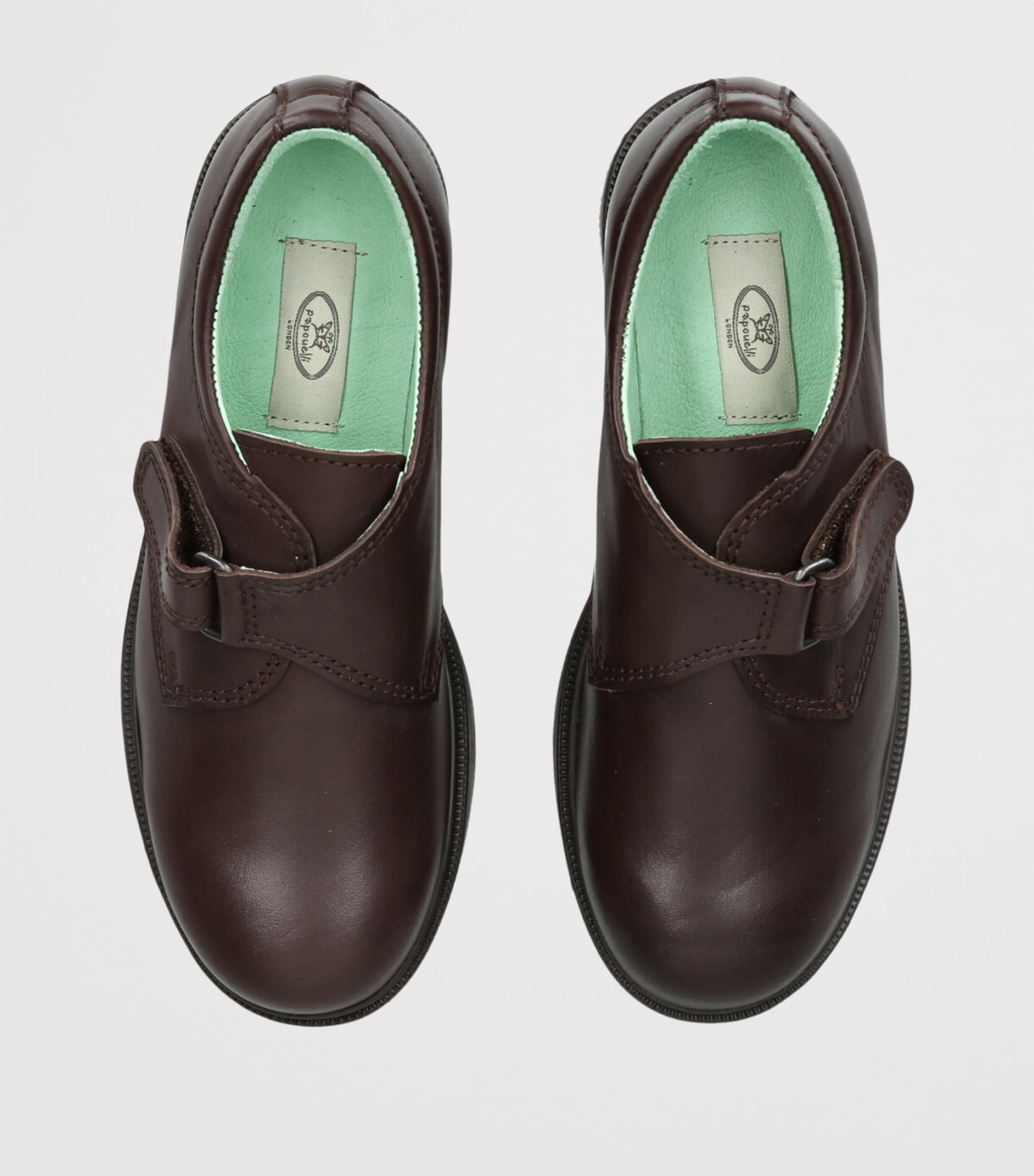 papouelli Leather Velcro Fergus Shoes Dark Brown Image 4