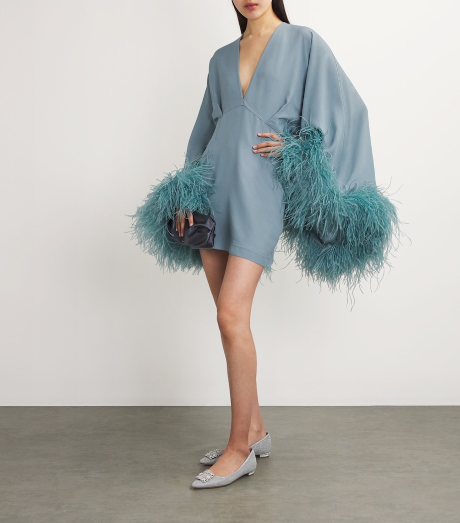 Feather-Trim Magnifique Mini Dress CLOUD Image 2