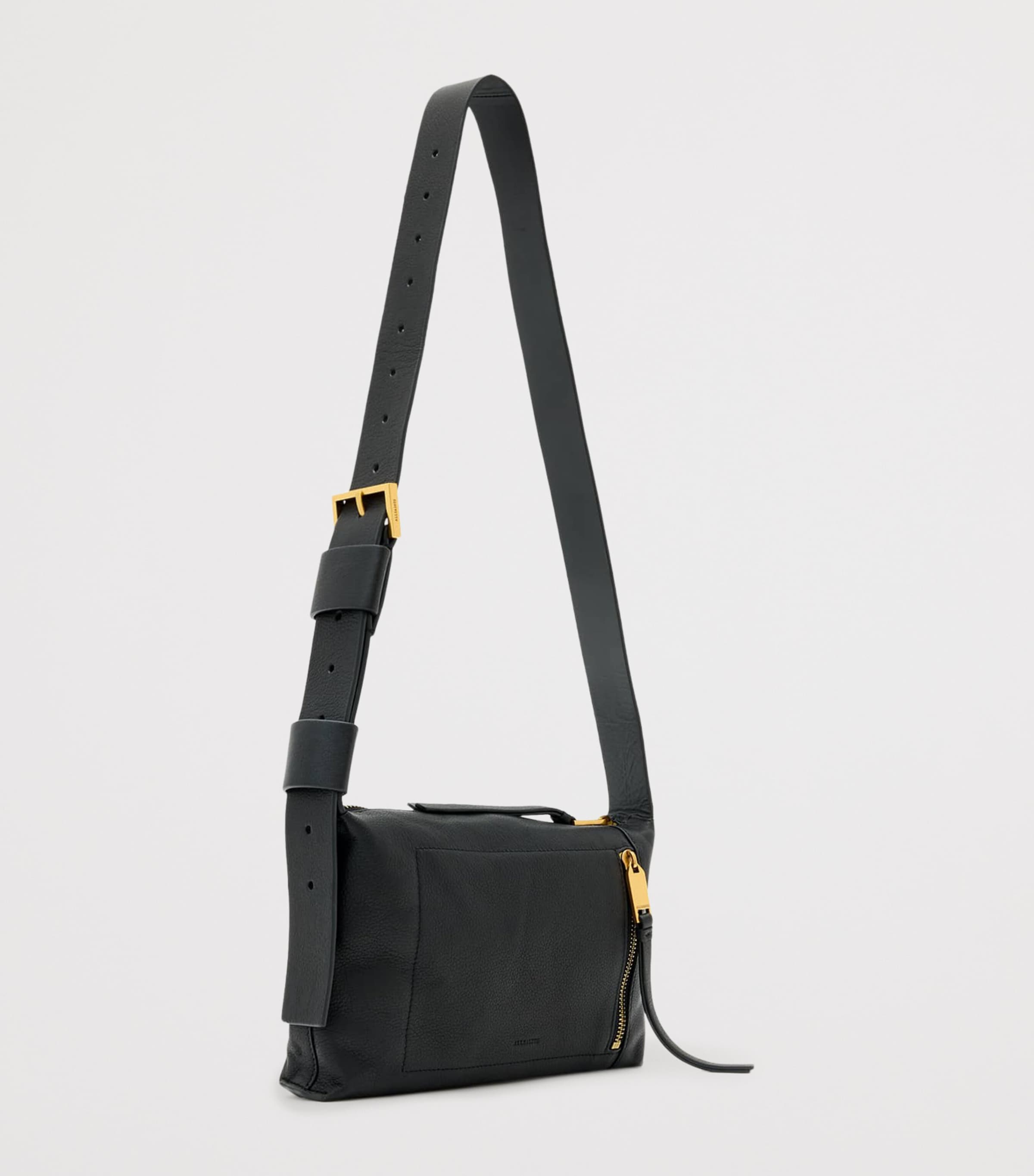 AllSaints Small Leather Alba Cross-Body Bag Black Image 4