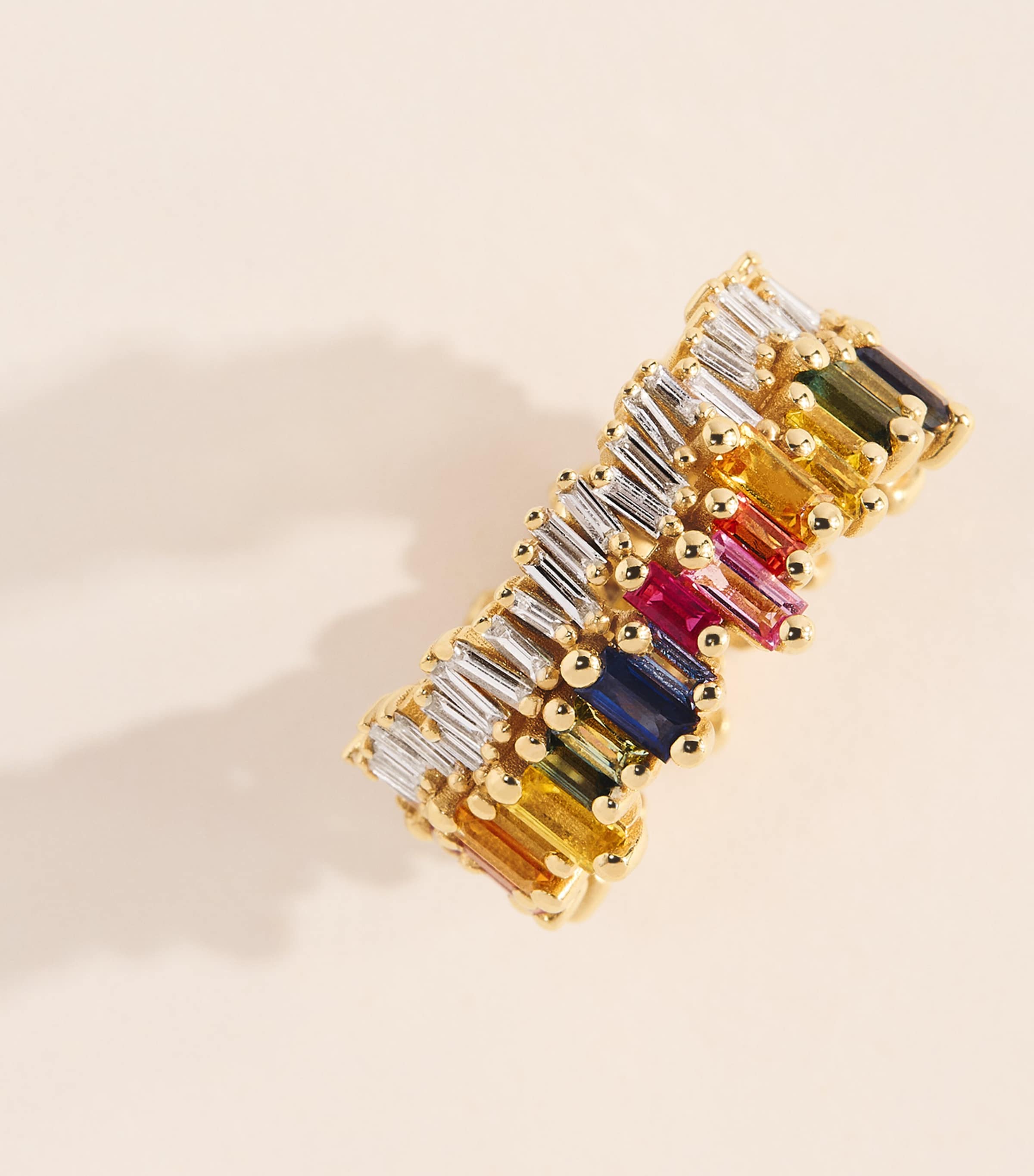 Suzanne Kalan Yellow Gold, Diamond and Rainbow Sapphire Double Stack Eternity Ring Yg/rs Image 5