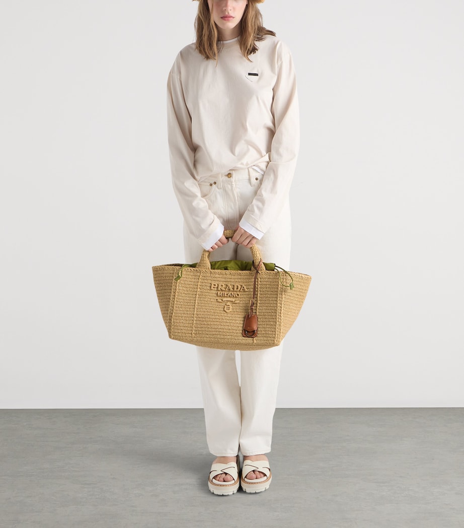 Prada Large Crochet Tote Bag Neutral Image 3