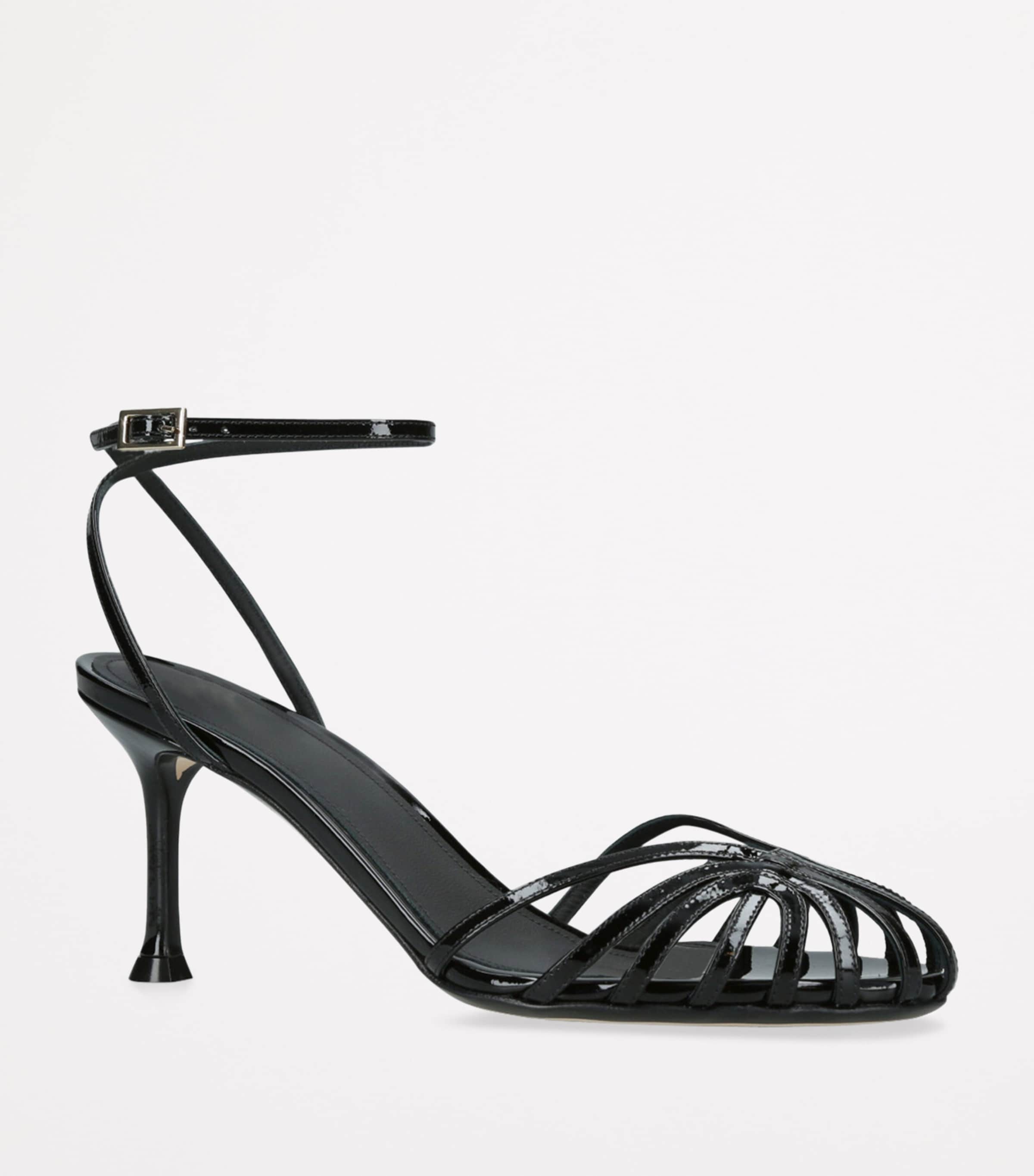 Patent Leather Ally Heeled Sandals 75 BLACK Image 3