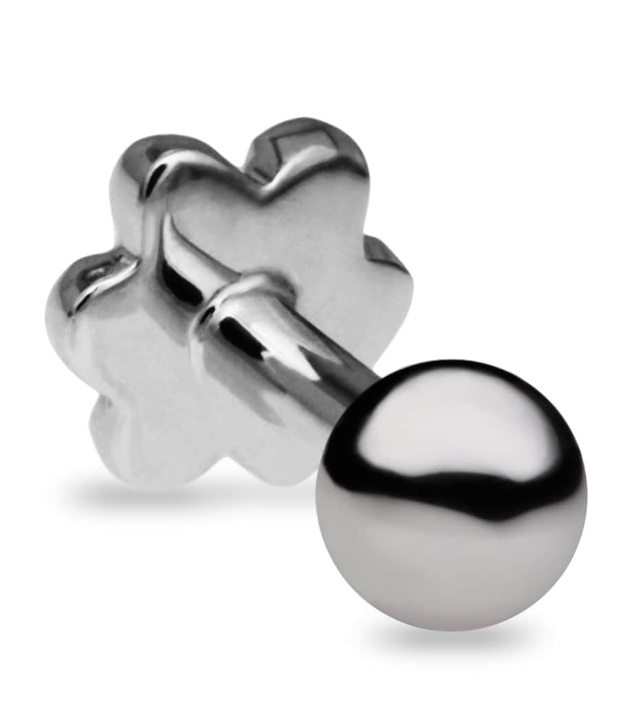 White Gold Ball Threaded Stud Earring (2mm) WHITE GOLD Image 2