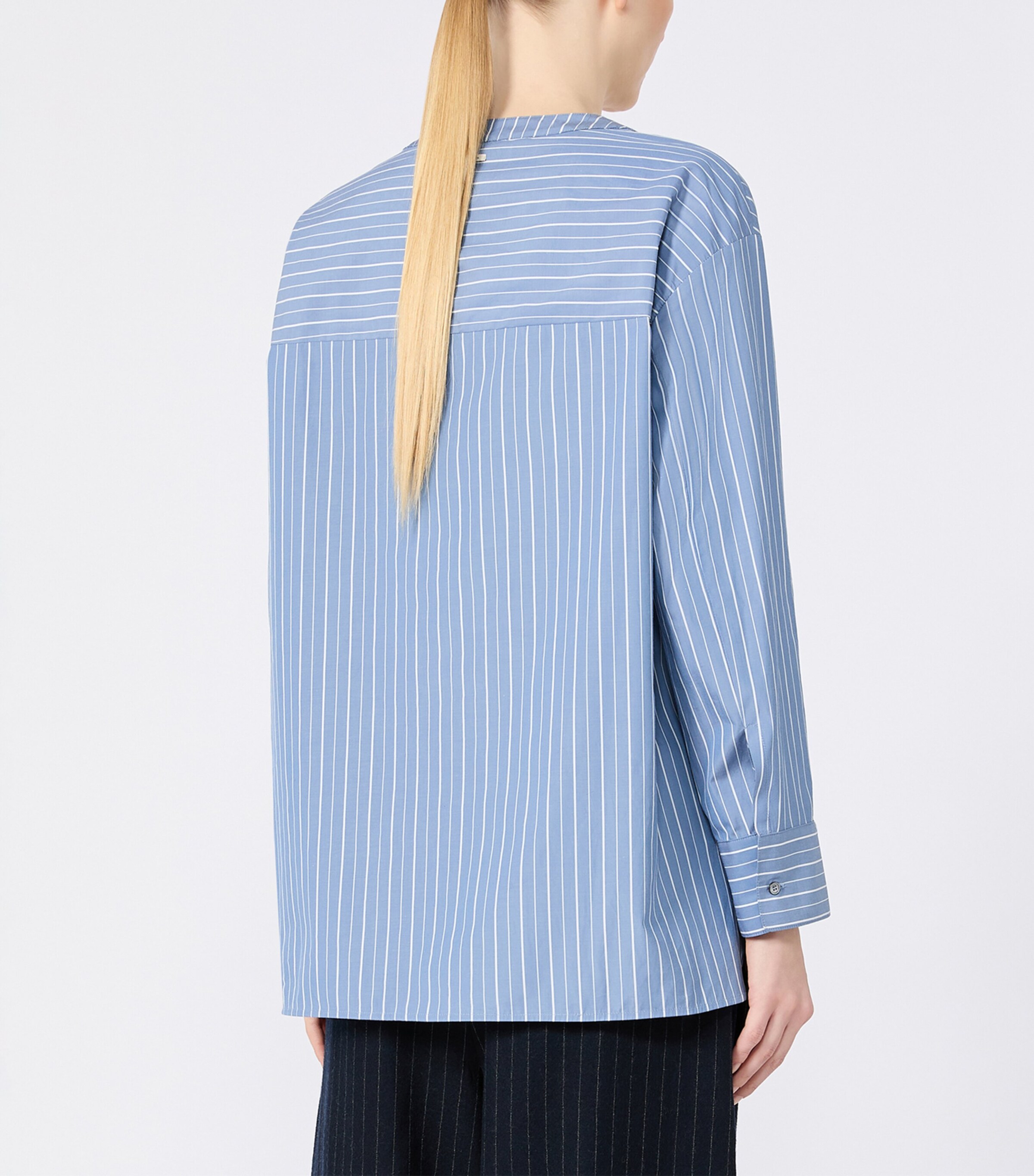 Max Mara Womens Cotton Stripe Shirt Light Blue Image 4
