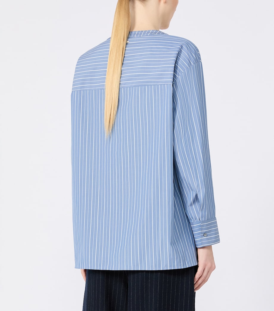 Max Mara Womens Cotton Stripe Shirt Light Blue Image 4