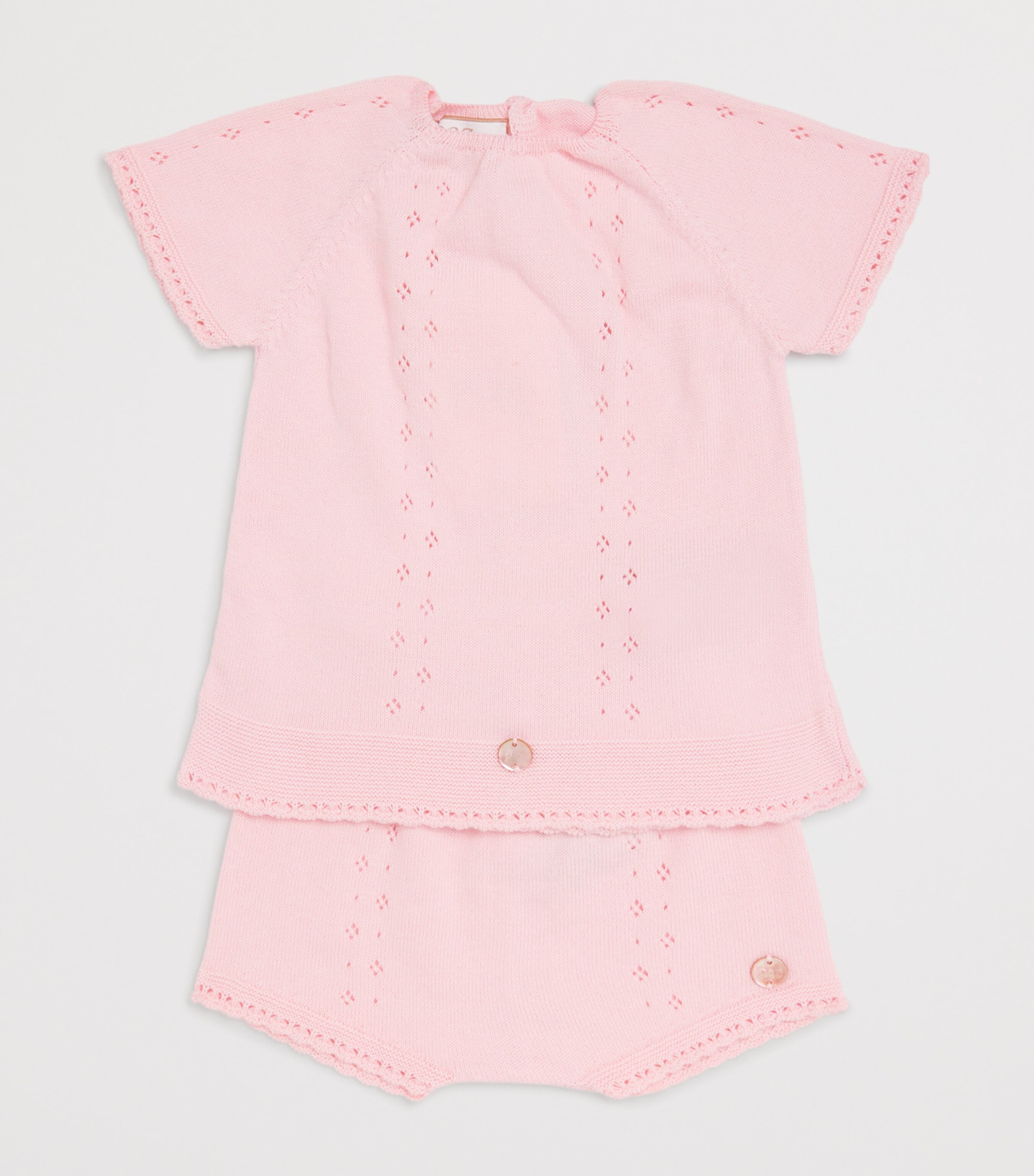 Cotton Knitted Top and Bloomers Set (0-6 Months) 322 H82 PASTEL PINK Image 3