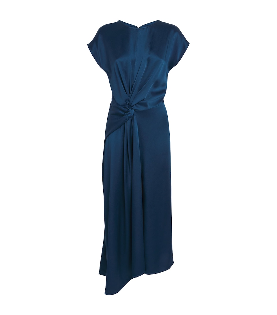 Victoria Beckham Satin Aria Midi Dress Dark Ocean