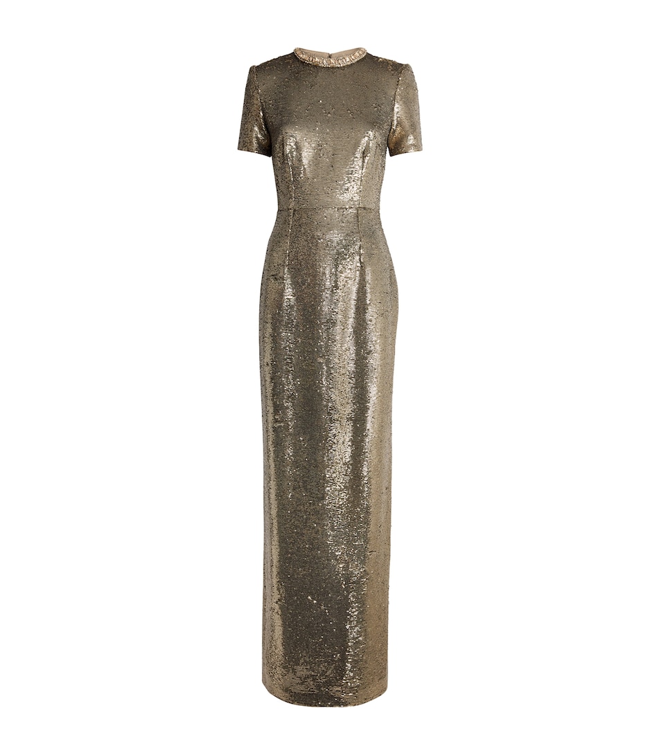 Sequin Crystal-Embellished Gown