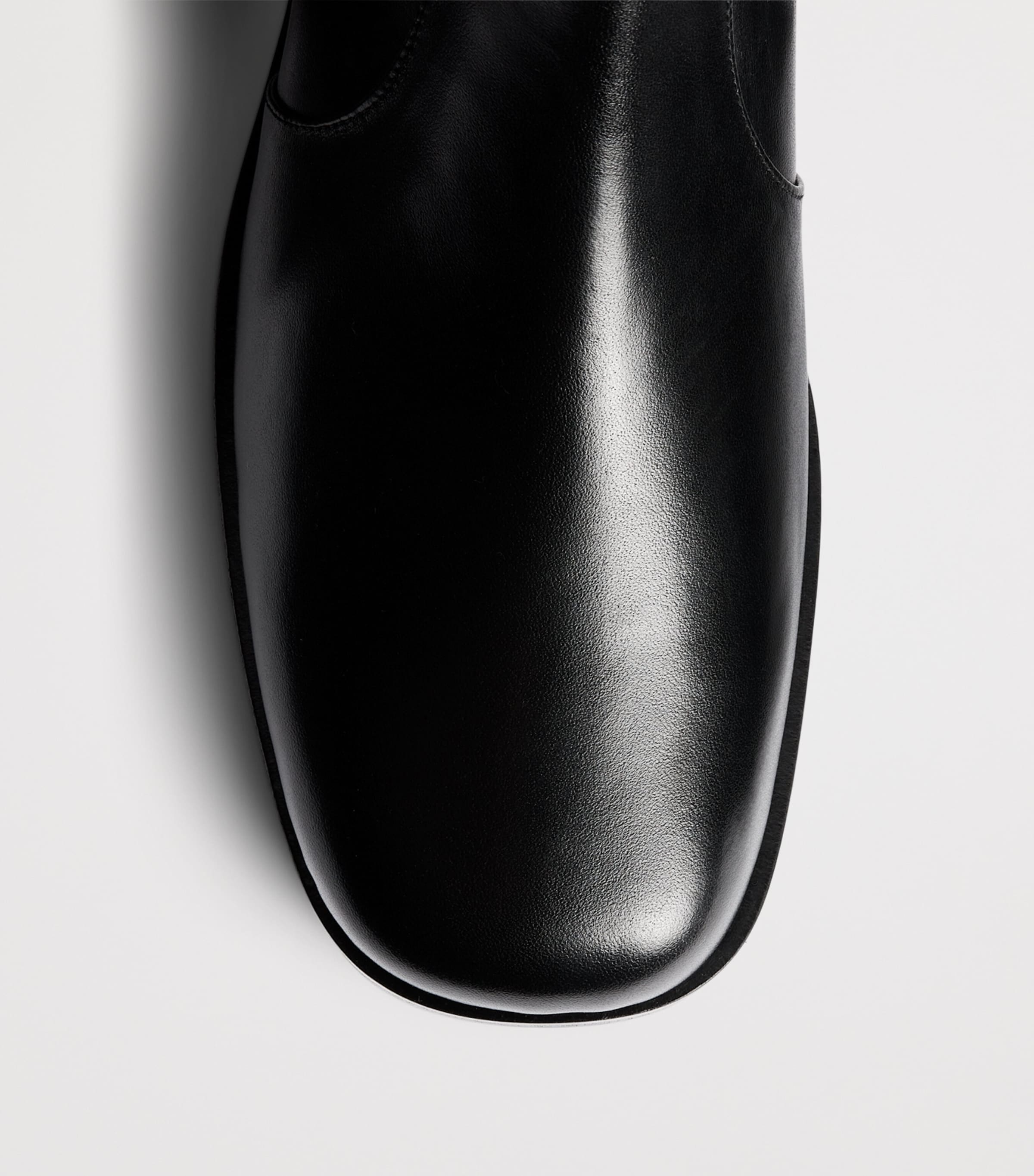 Leather Square-Toe Boots BLACK Image 6