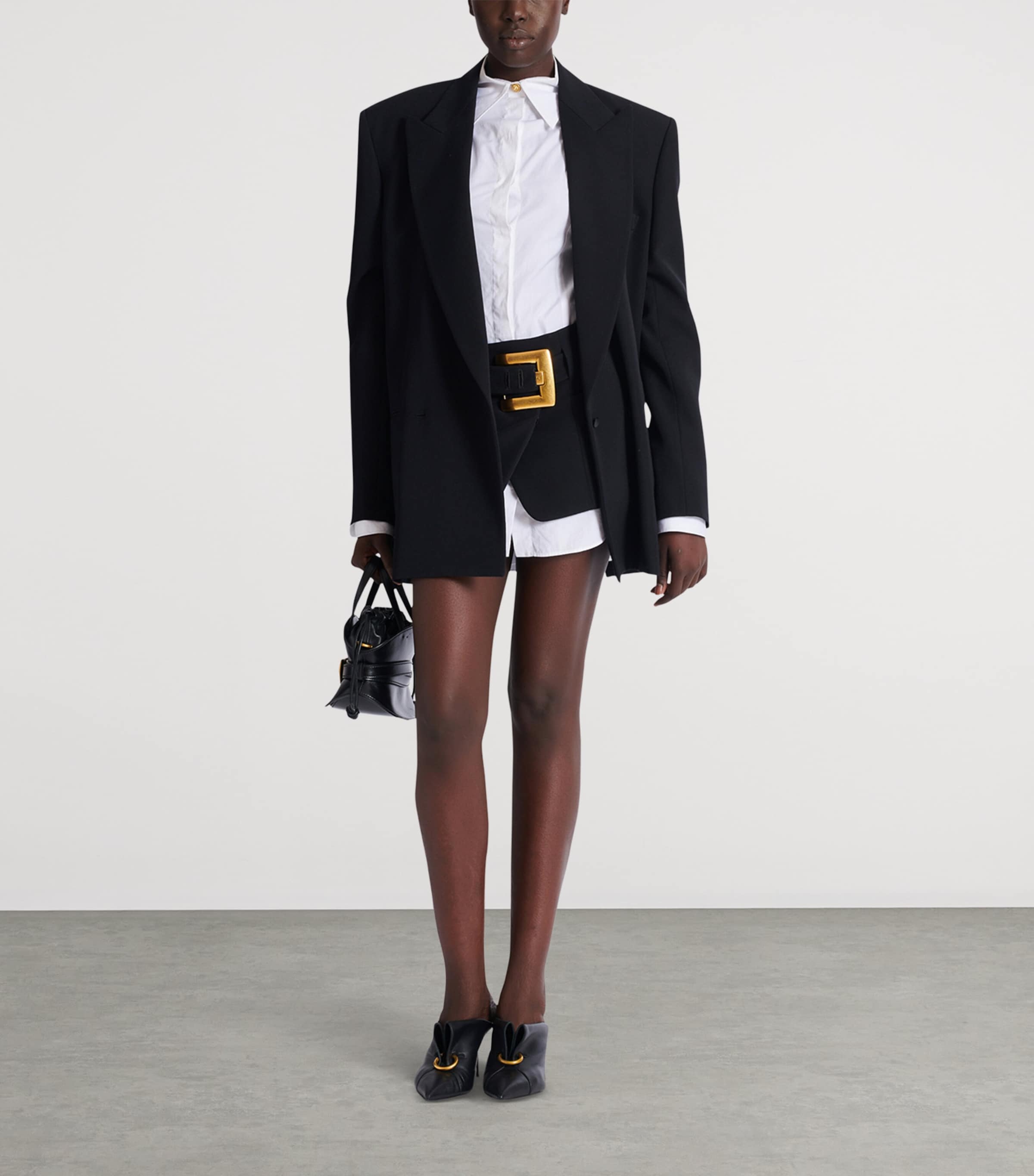 Virgin Wool Belted Mini Skirt 0PA NOIR Image 3