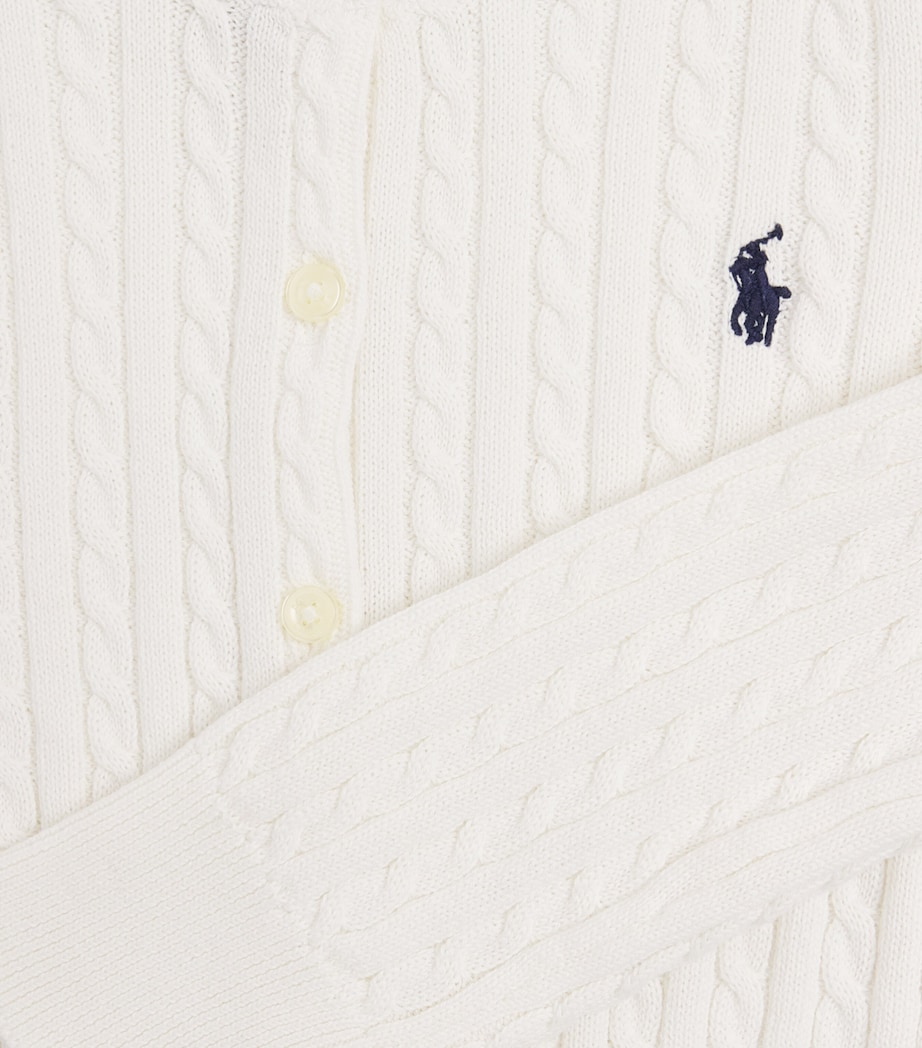 Ralph Lauren Kids Cotton Cable-Knit Cardigan (2-6 Years) Optic White W/ Navy Image 3