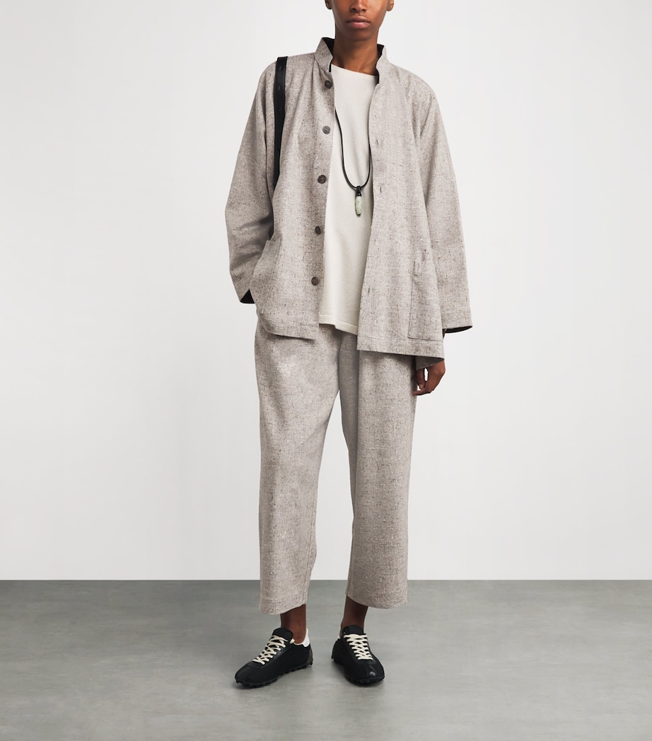 Virgin Wool Mandarin-Collar Jacket STONE Image 2