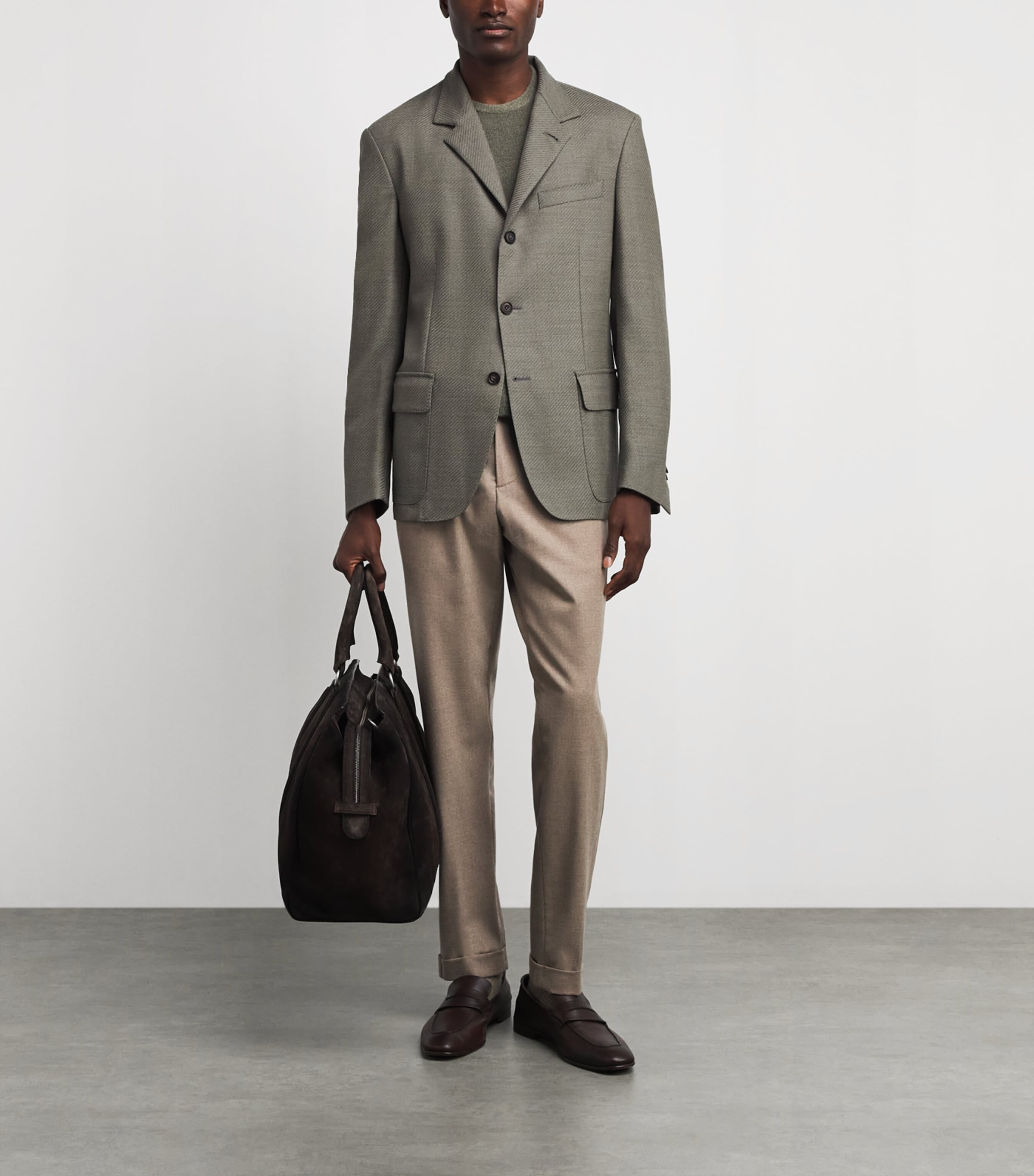 Corneliani Mens Virgin Wool Jacket Green Coloured Image 2
