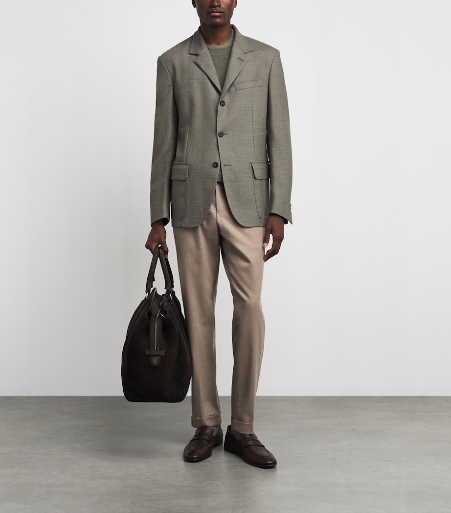 Corneliani Mens Virgin Wool Jacket Green Coloured Image 2