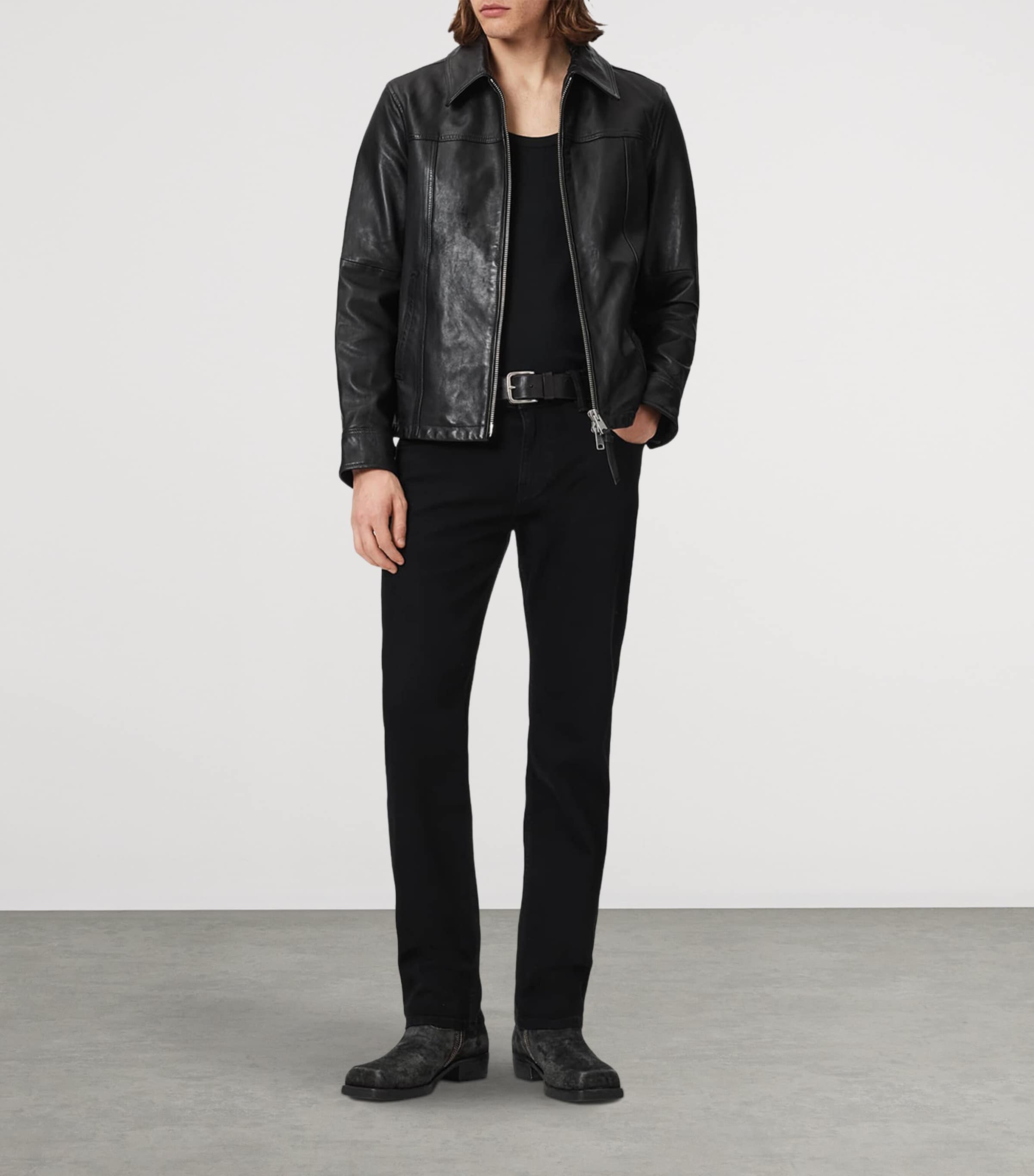 AllSaints Mens Sid Comfort Jeans Jet Black Image 5