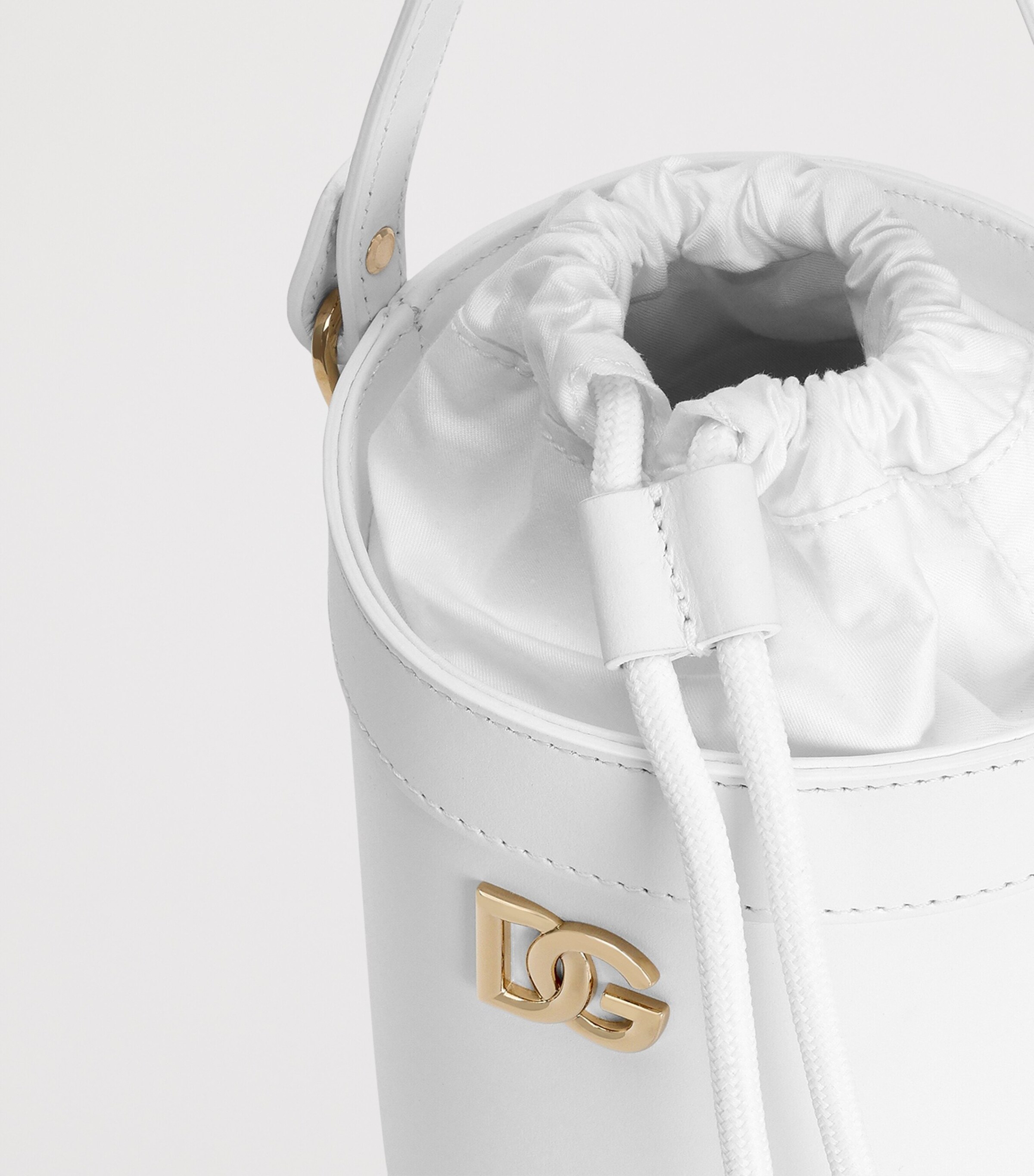 Dolce&Gabbana Kids Leather Bucket Bag White Image 3