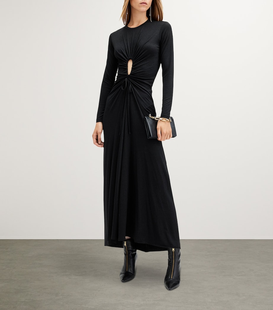 AllSaints Womens Xylia Long-Sleeve Maxi Dress Metallic Black Image 2