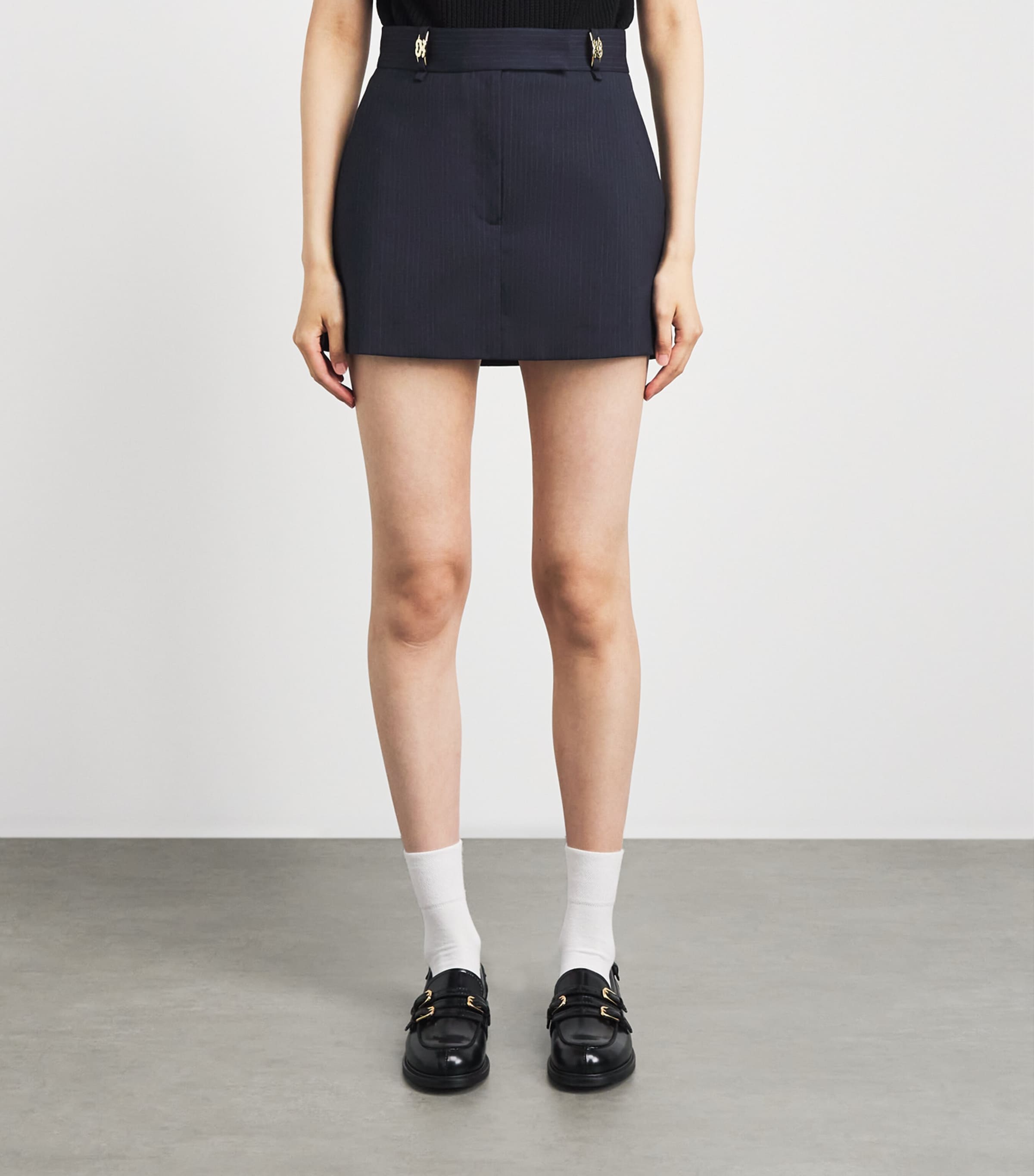 Sandro Paris Womens Wool-Blend Pinstripe Mini Skort Navy Blue Image 4