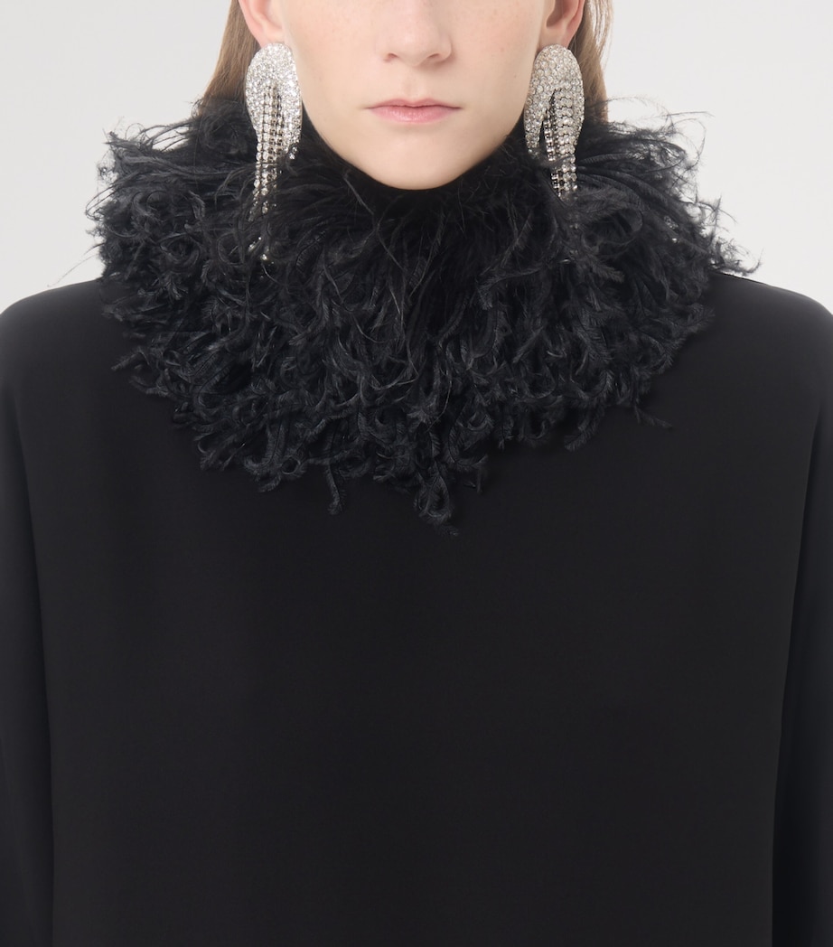 Valentino Womens Silk Feather-Trim Mini Dress Image 7