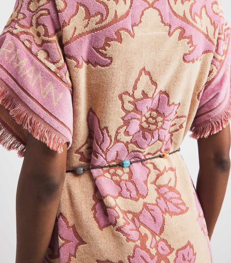 Zimmermann Womens Towelling Floral Aster Midi Dress Cream Pink Image 3