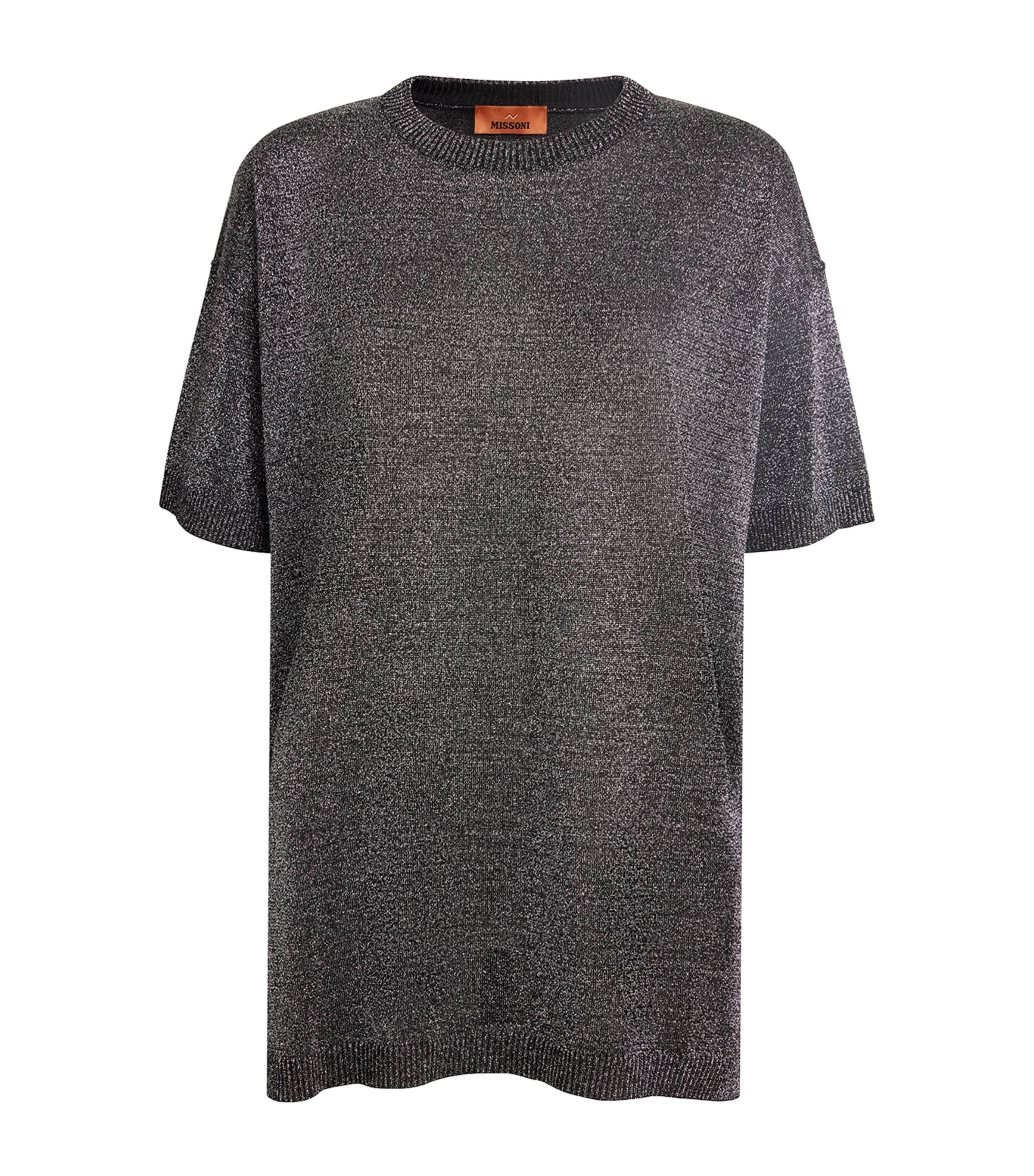 Knitted Metallic T-Shirt L905D SILVER TONES Image 1