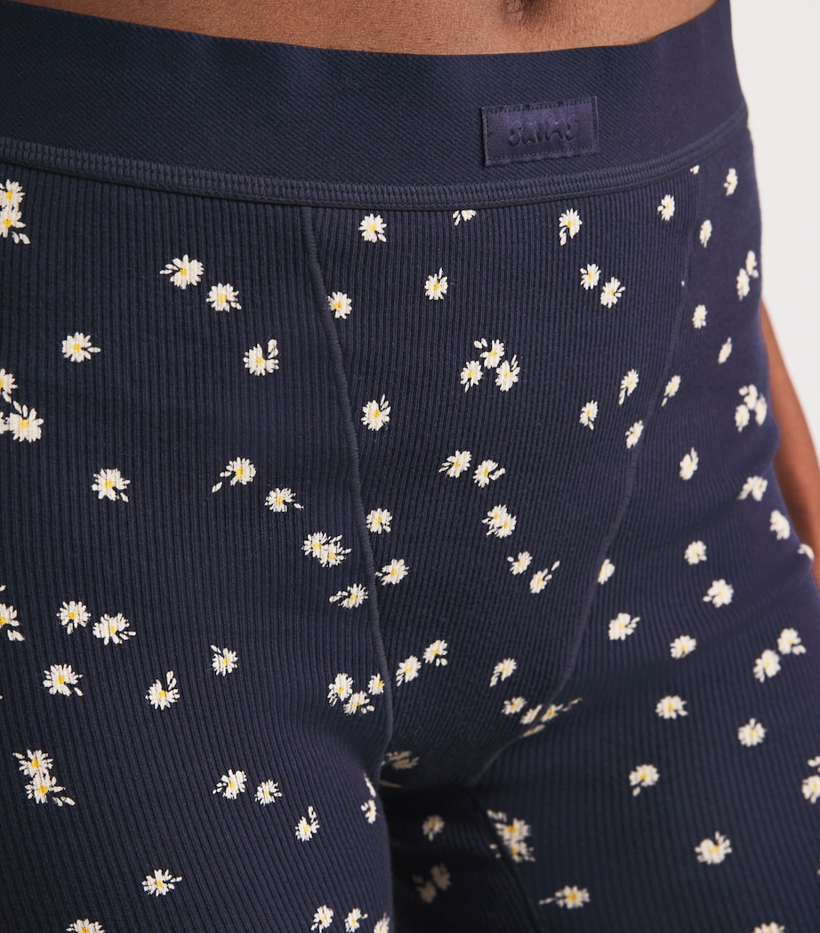 Stretch-Cotton Ribbed Boxer Shorts (Pack of 3) NAVY DAISY PRINT Image 5