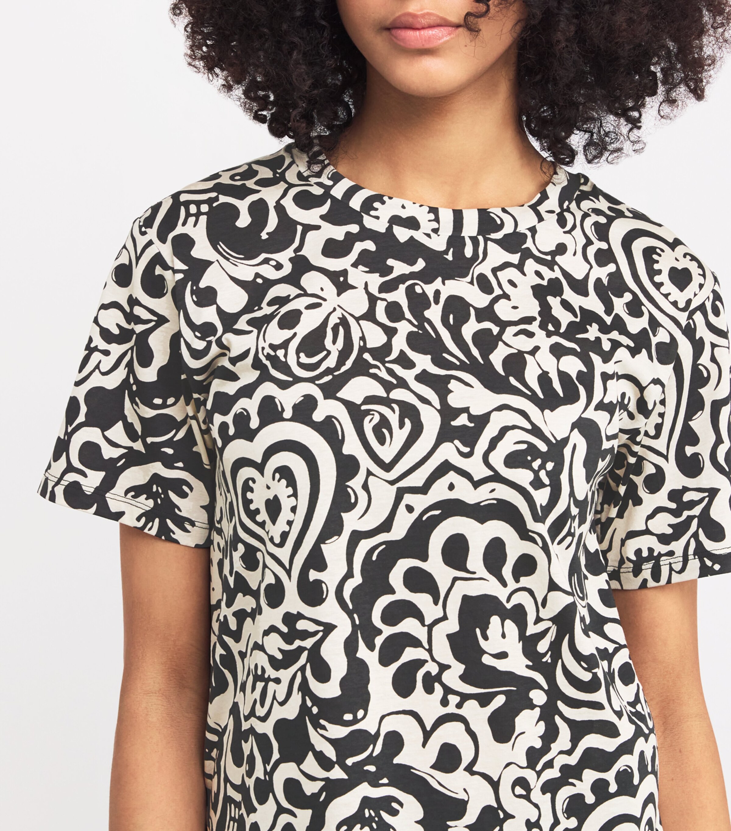 Weekend Max Mara Womens Cotton Graphic T-Shirt Black Image 6