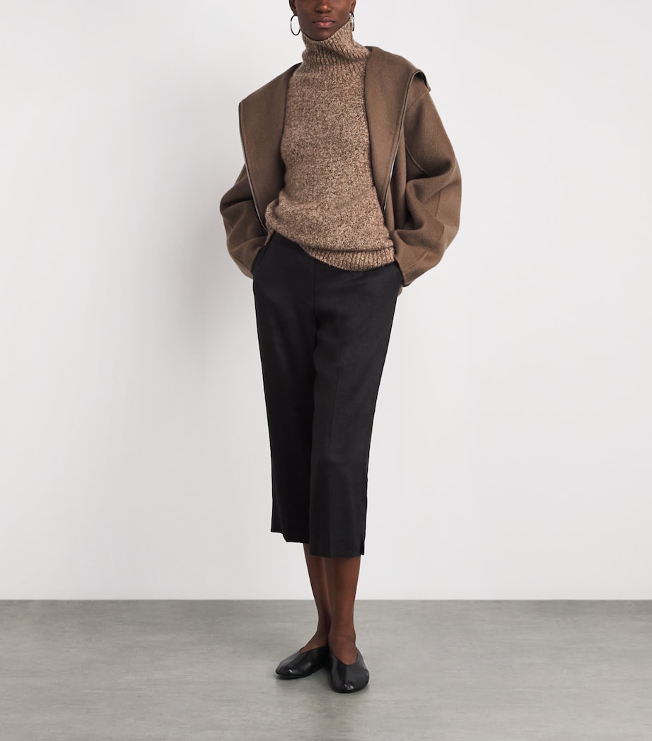 Almada Label Womens Wool Funnel-Neck Lindy Coat Tan Image 2